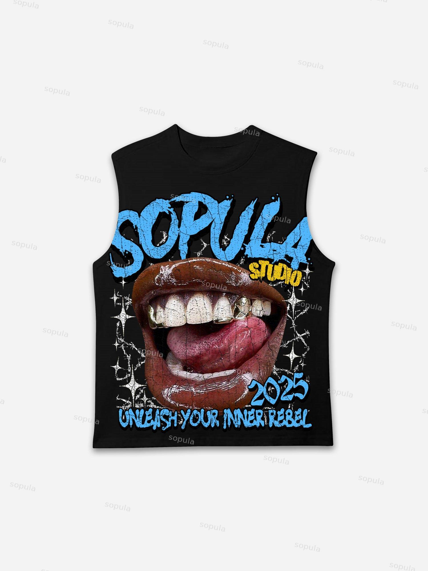 Sopula Lip Print Sleeveless Shirts Tank Top Product Image
