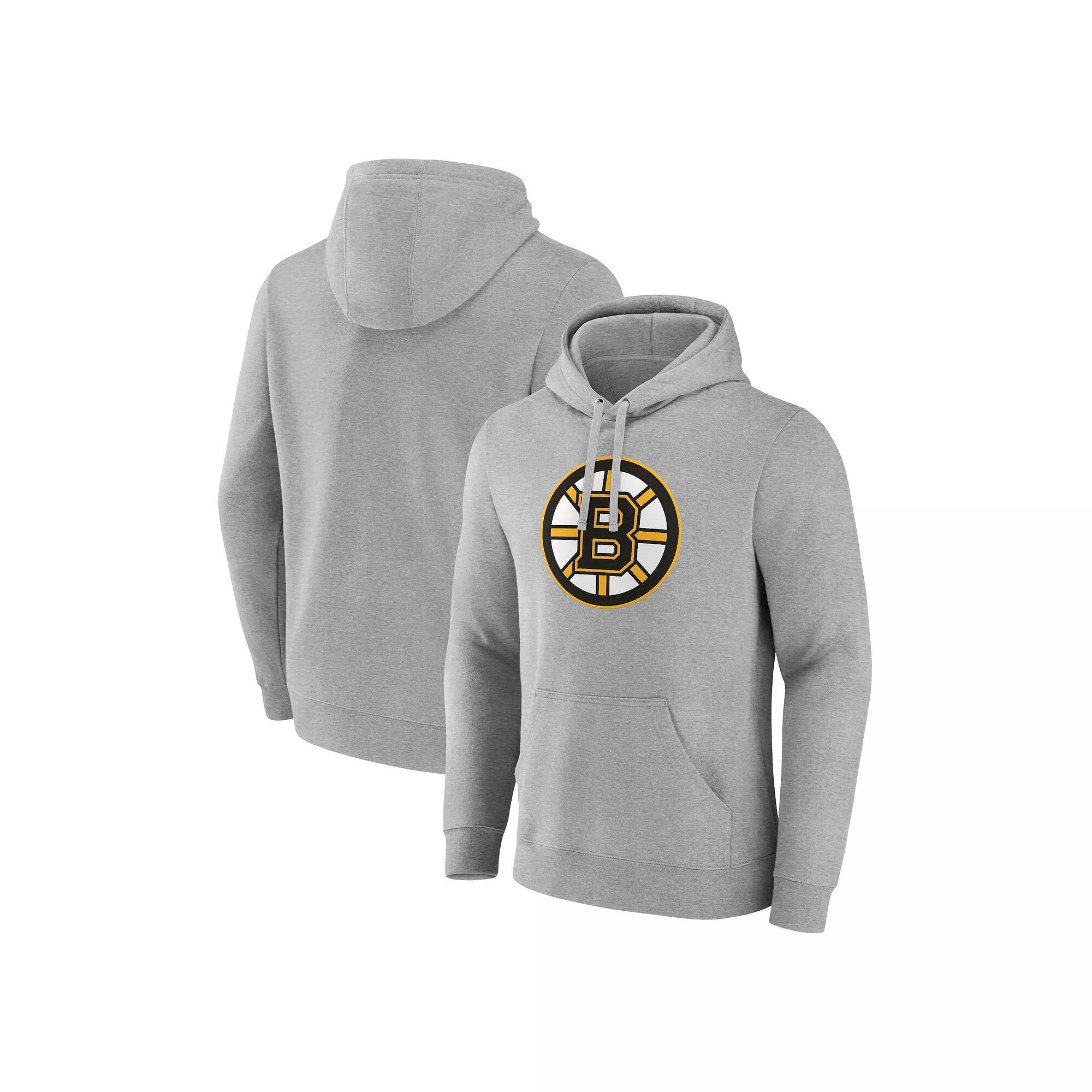 Men's Fanatics Branded Heather Gray Boston Bruins Primary Logo Pullover Hoodie, Size: 5XL, Grey Product Image