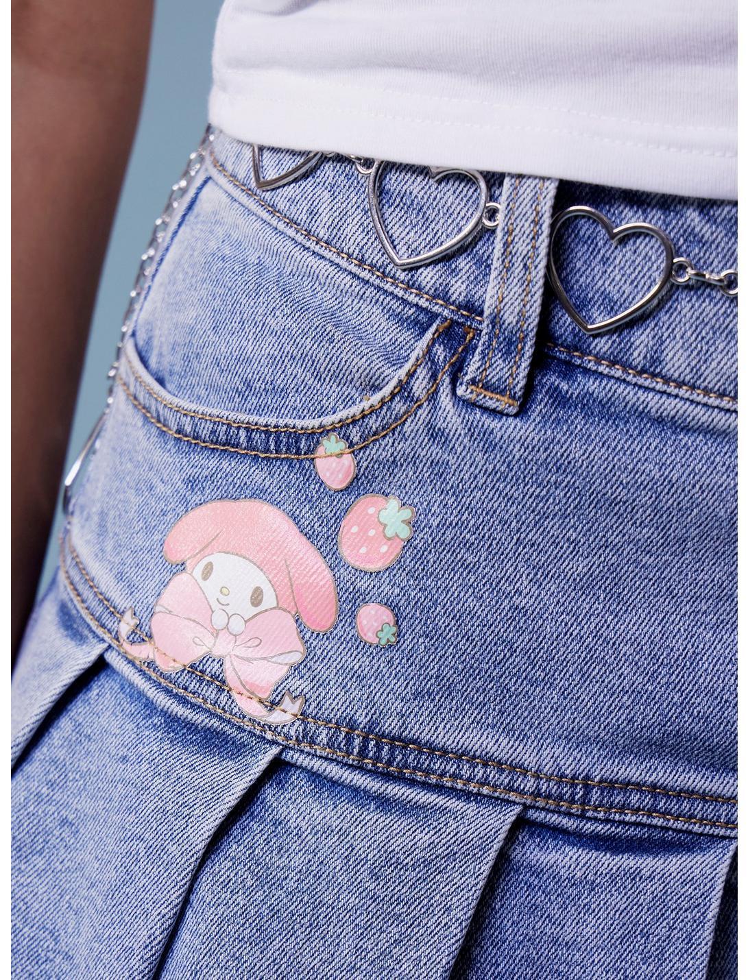 My Melody Heart Chain Belt Denim Skirt Product Image