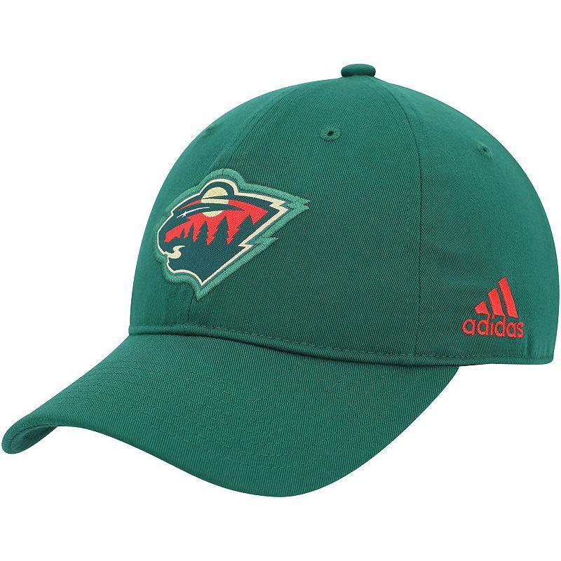 Mens adidas Minnesota Wild Primary Logo Slouch Adjustable Hat Product Image