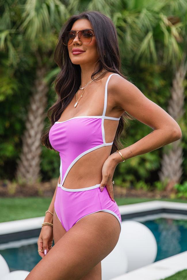 Pursue Your Passion Purple Cutout One Piece Swimsuit FINAL SALE Product Image