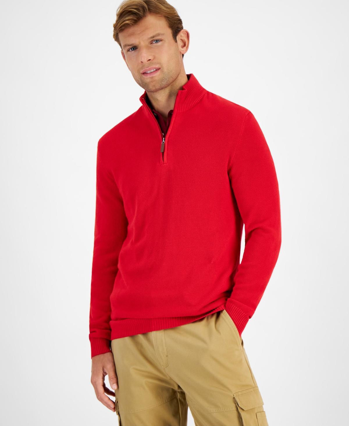 Club Room Mens Quarter-Zip Textured Cotton Sweater, Created for Macys Product Image