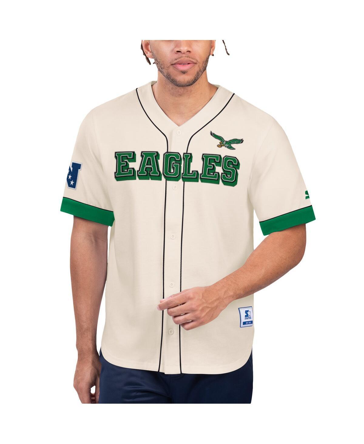 Men's Starter Cream Buffalo Bills Relay Vintage Full-Button Baseball Top, Size: 3XL, Beige Product Image