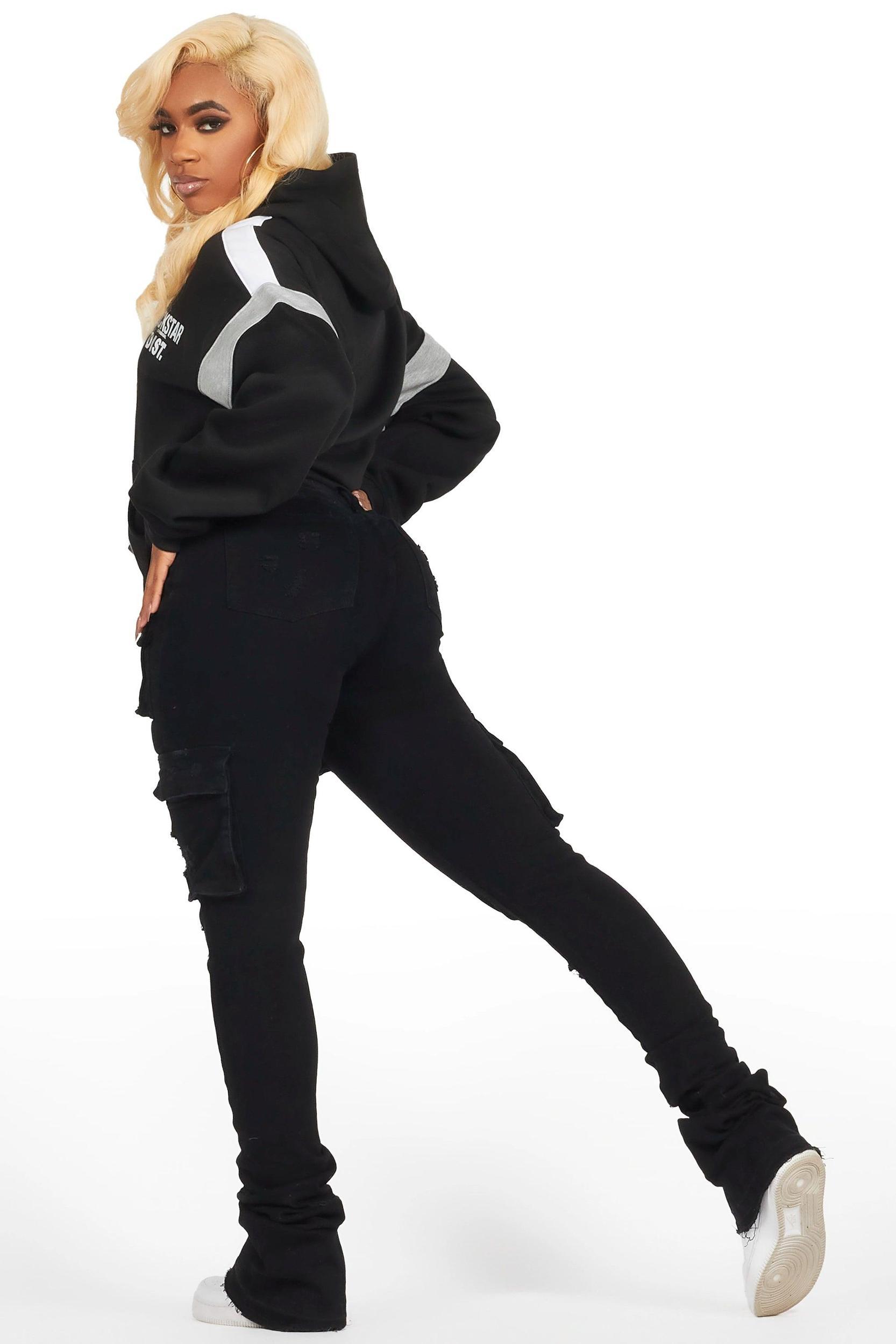Evonne Black Oversized Hoodie Female Product Image