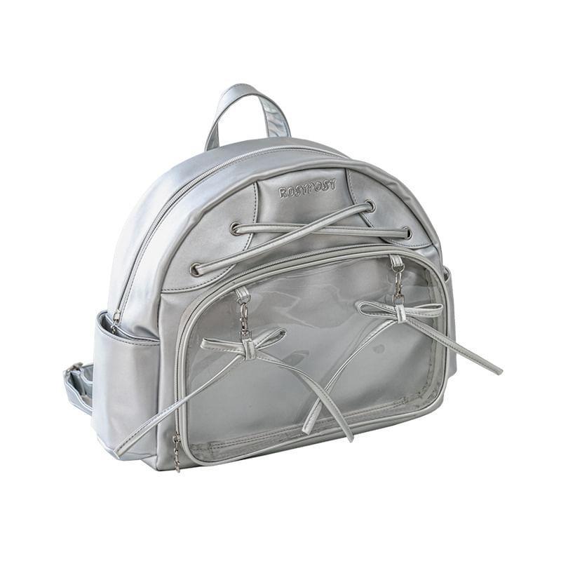 Lettering PVC Panel Faux Leather Backpack Product Image