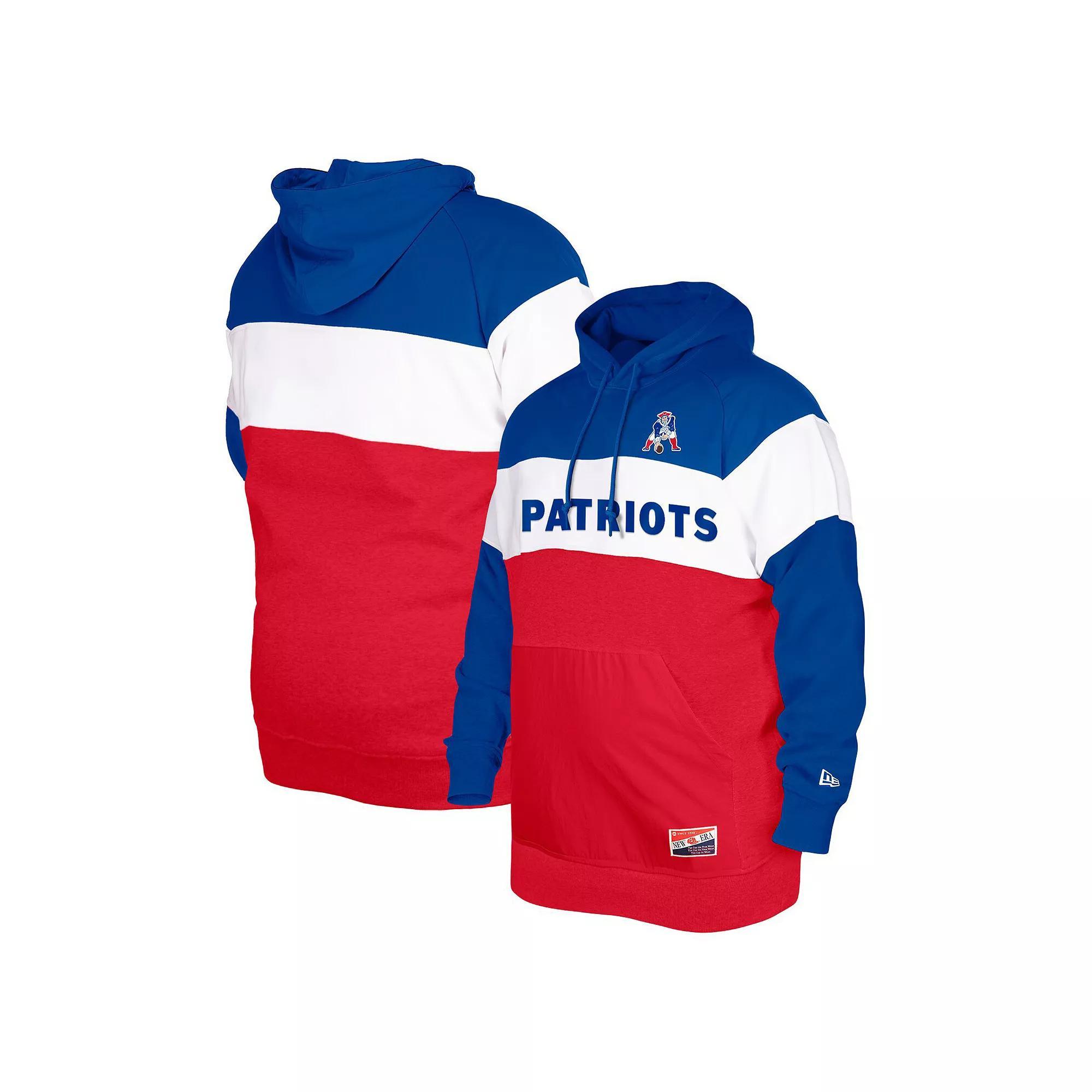 Men's New Era Royal New England Patriots Big & Tall Throwback Colorblock Pullover Hoodie, Size: 4XB, Blue Product Image