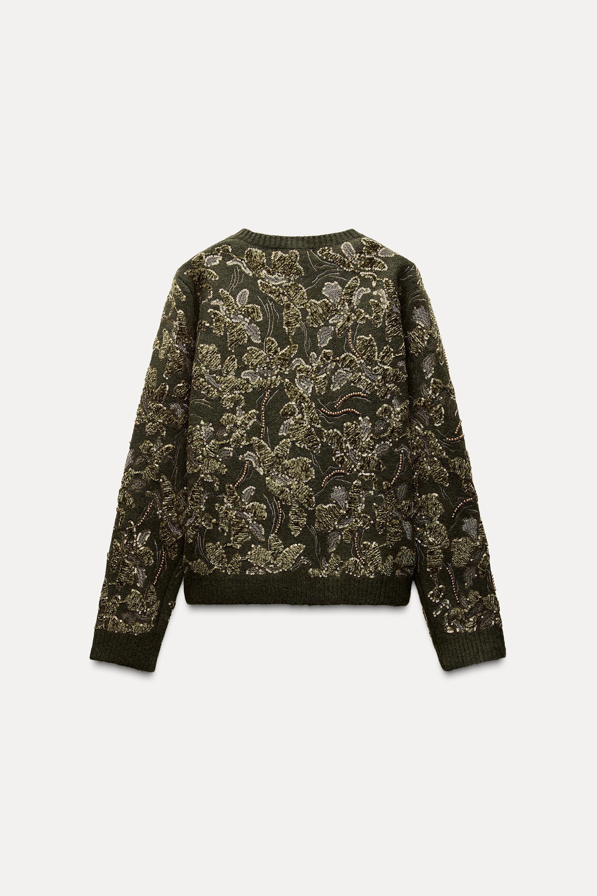 COMBINATION SEQUIN KNIT CARDIGAN Product Image