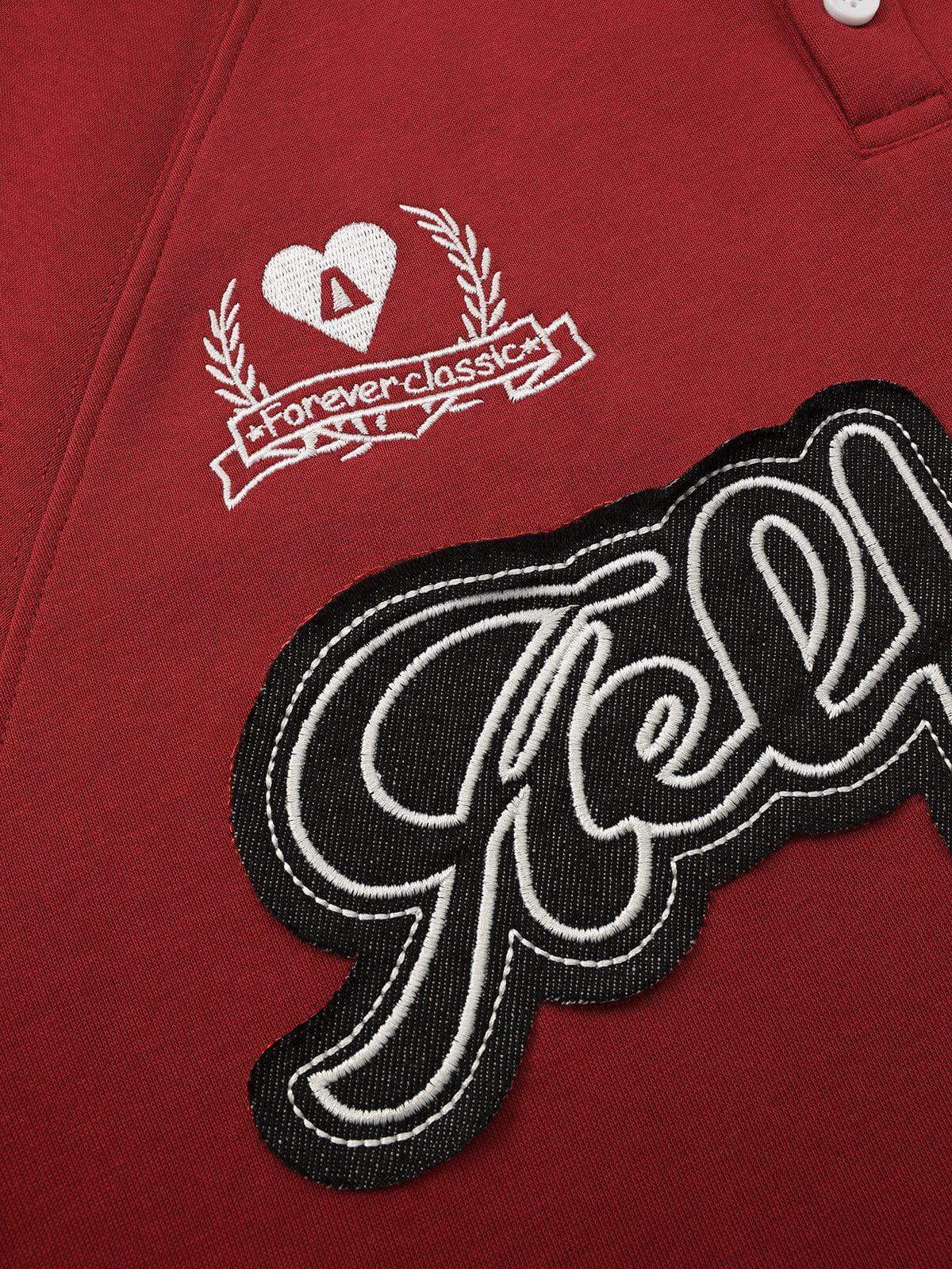 Aelfric Eden Applique Embroidery Polo Sweatshirt Product Image