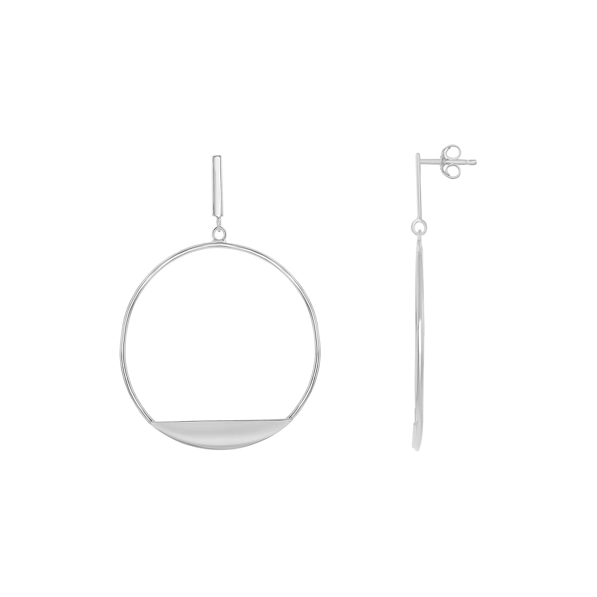 Sterling Silver Bar Hoop Earrings, Women's Product Image