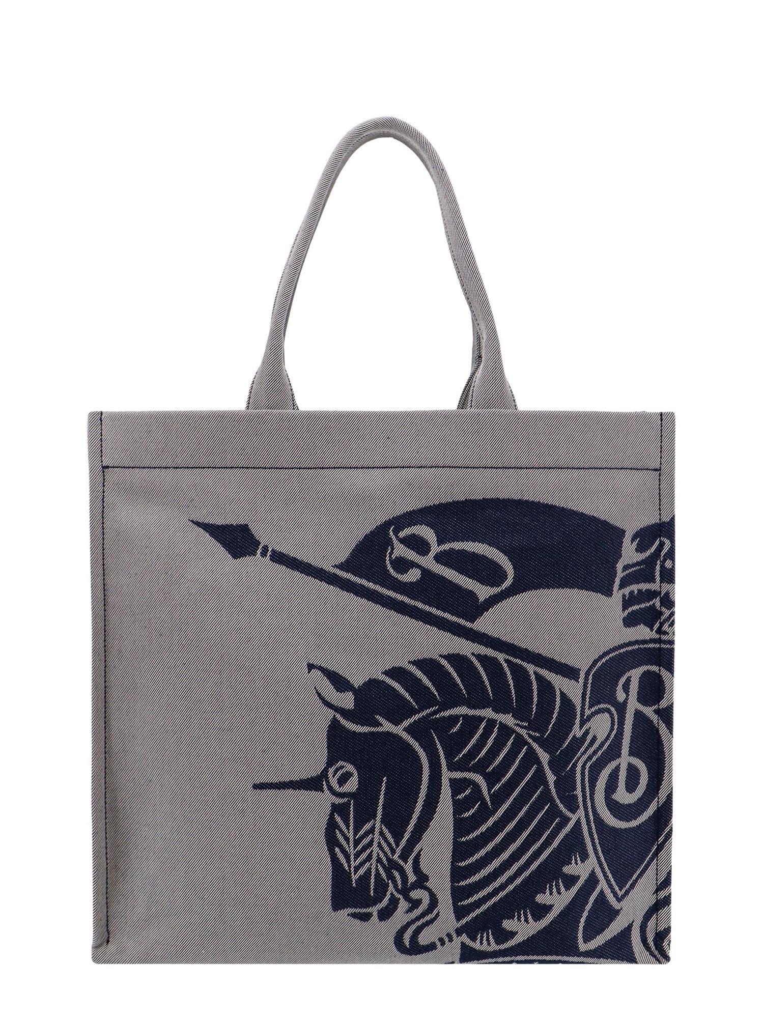 BURBERRY Canvas Shoulder Bag With Frontal Ekd In Blue Product Image