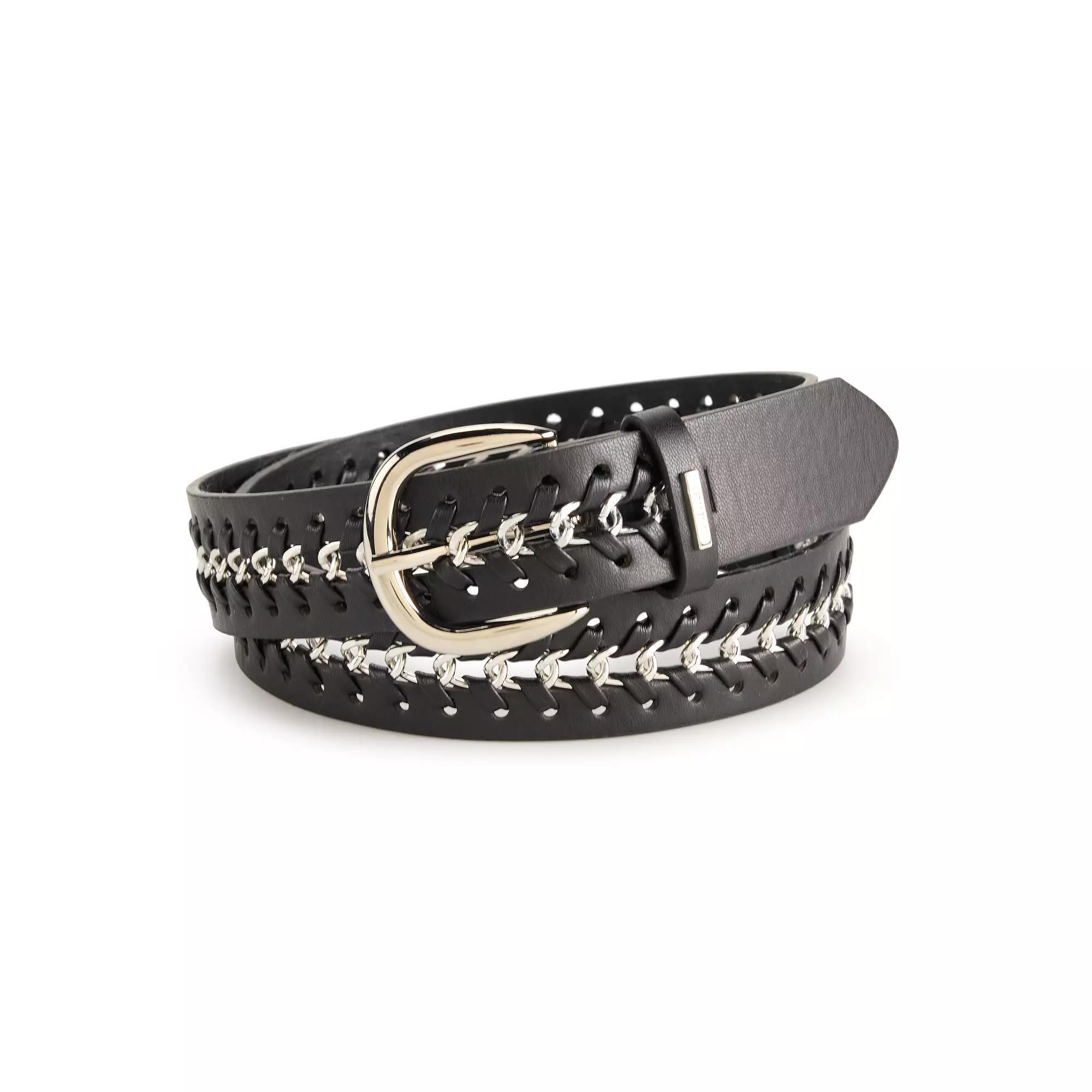 Womens Nine West Chain Inset Panel Belt Product Image