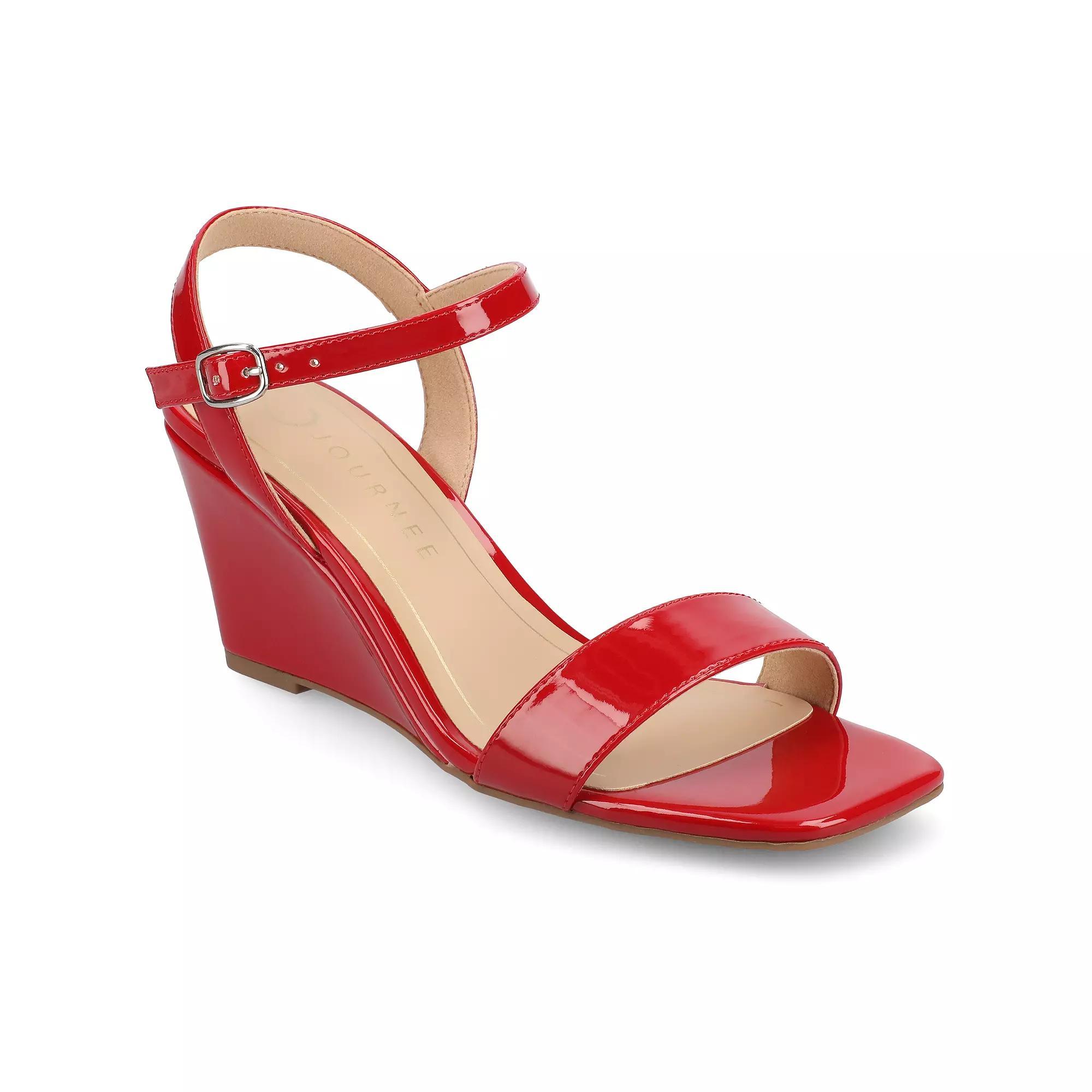 Journee Clayr Womens Ankle Strap Wedge Heels Product Image
