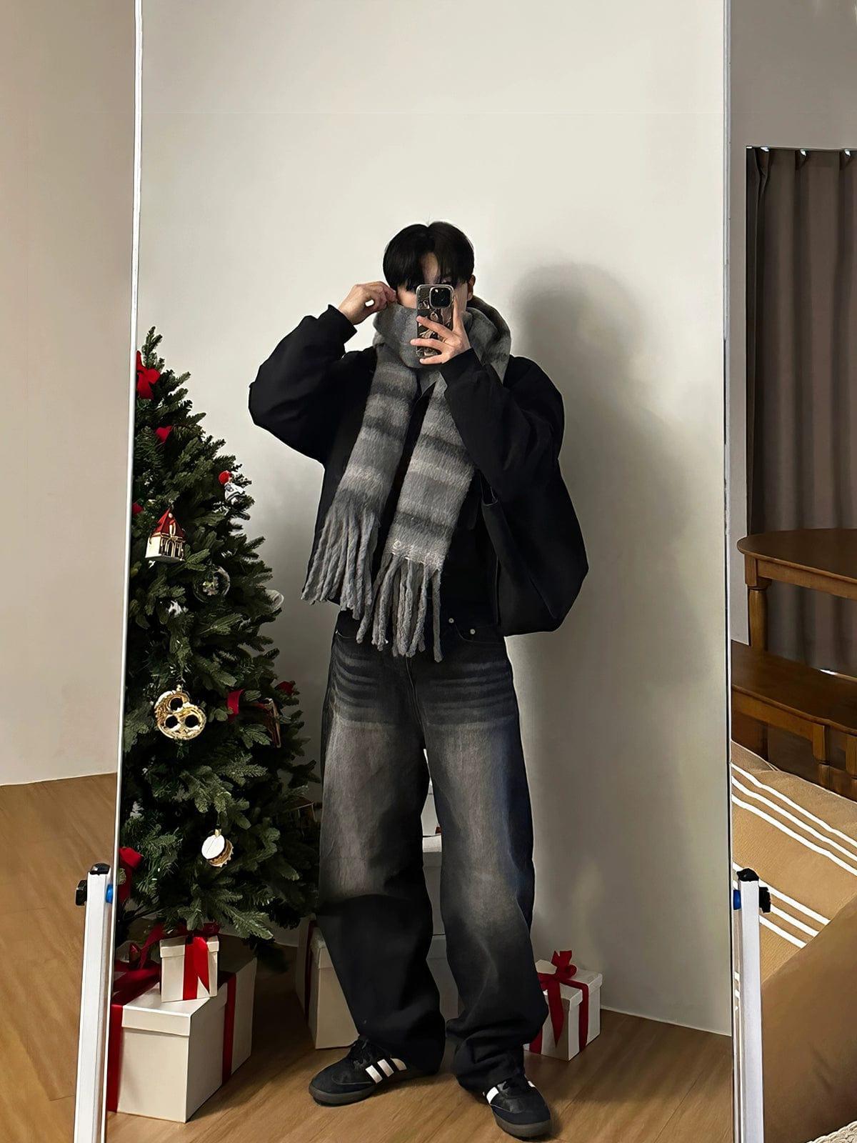 RT No. 12202 WASHED BLACK STRAIGHT DENIM JEANS Product Image
