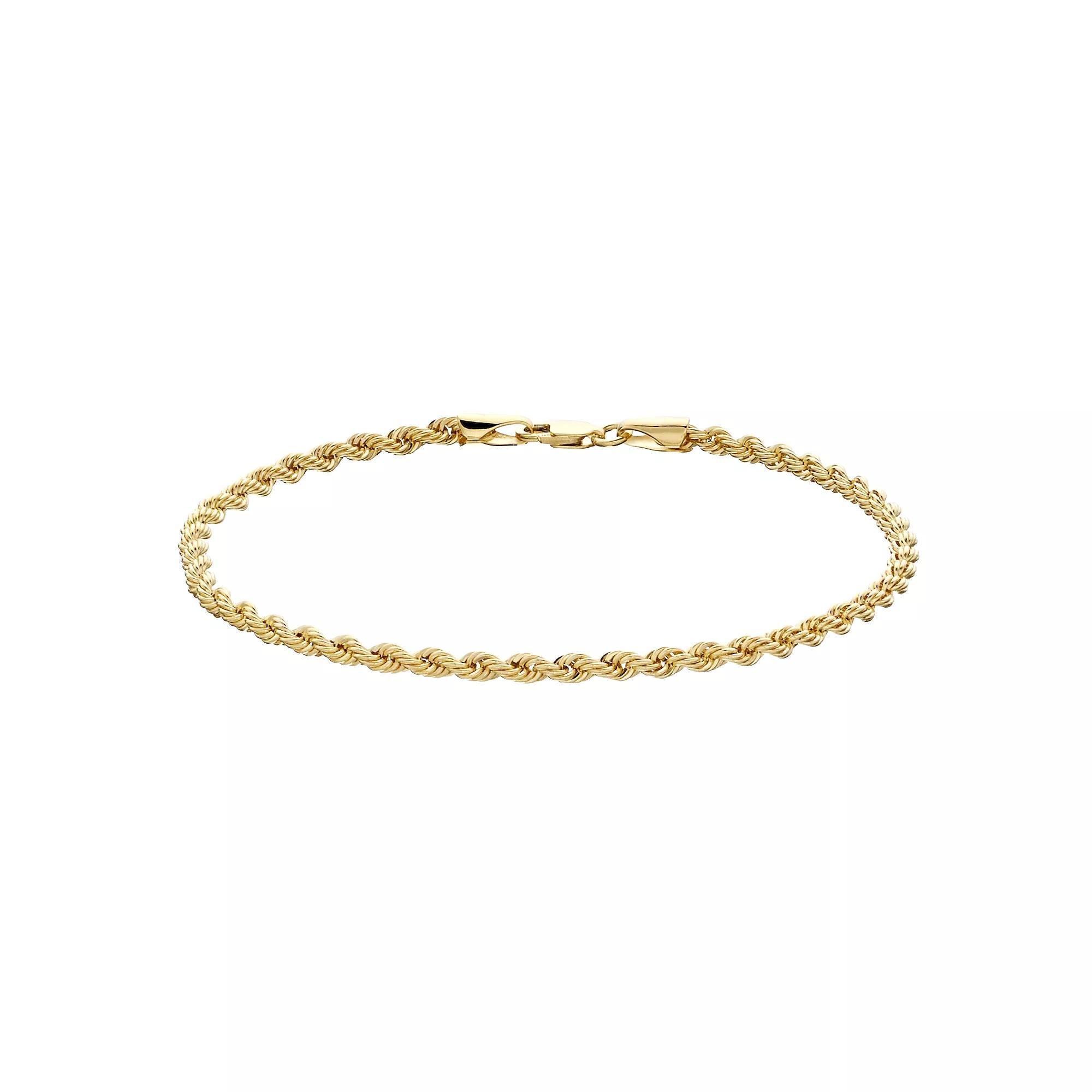 Au Naturale 14k Gold 2.7mm Rope Chain Bracelet, Women's, Size: 7.5", Yellow Product Image