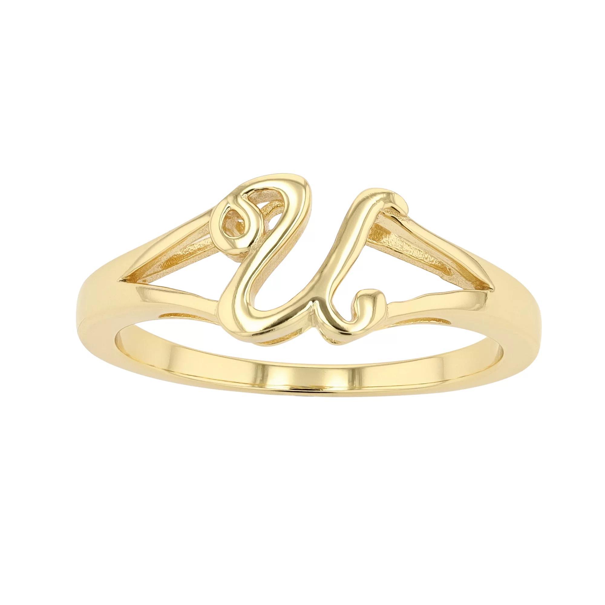 Traditions Jewelry Company 18k Gold Over Silver Script Initial Ring, Womens Product Image