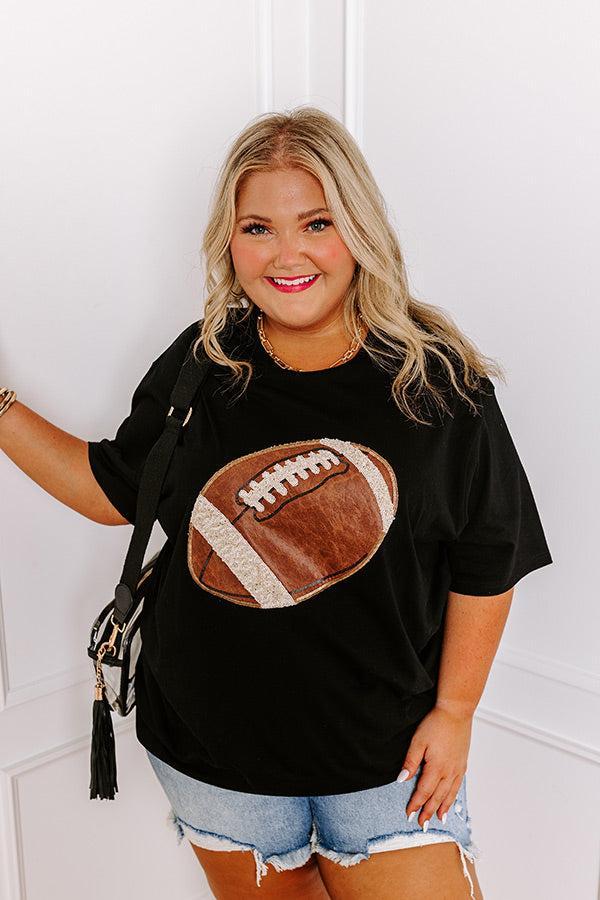 Kickoff Cutie Embroidered Oversized Tee in Black Curves Product Image
