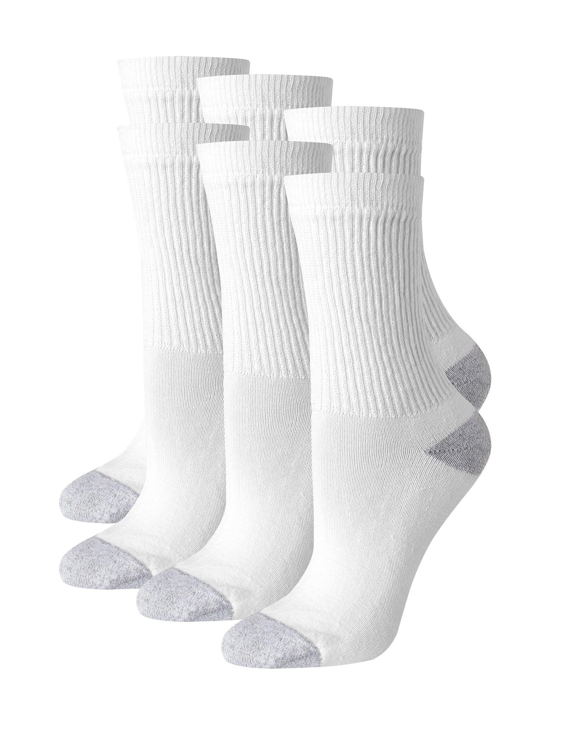 Hanes Womens Breathable Cushioned Crew Socks, Comfort Toe Seam, Extended Sizes 8 - 12, 6-Pairs Black w/White Vent 8-12 Product Image
