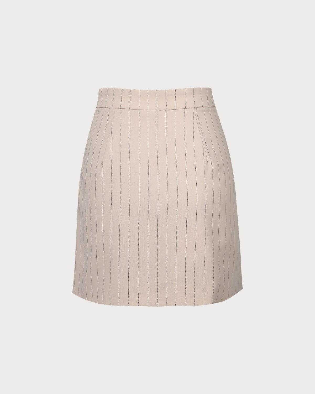 The Apricot Striped Split Hem Mini Skirt Product Image