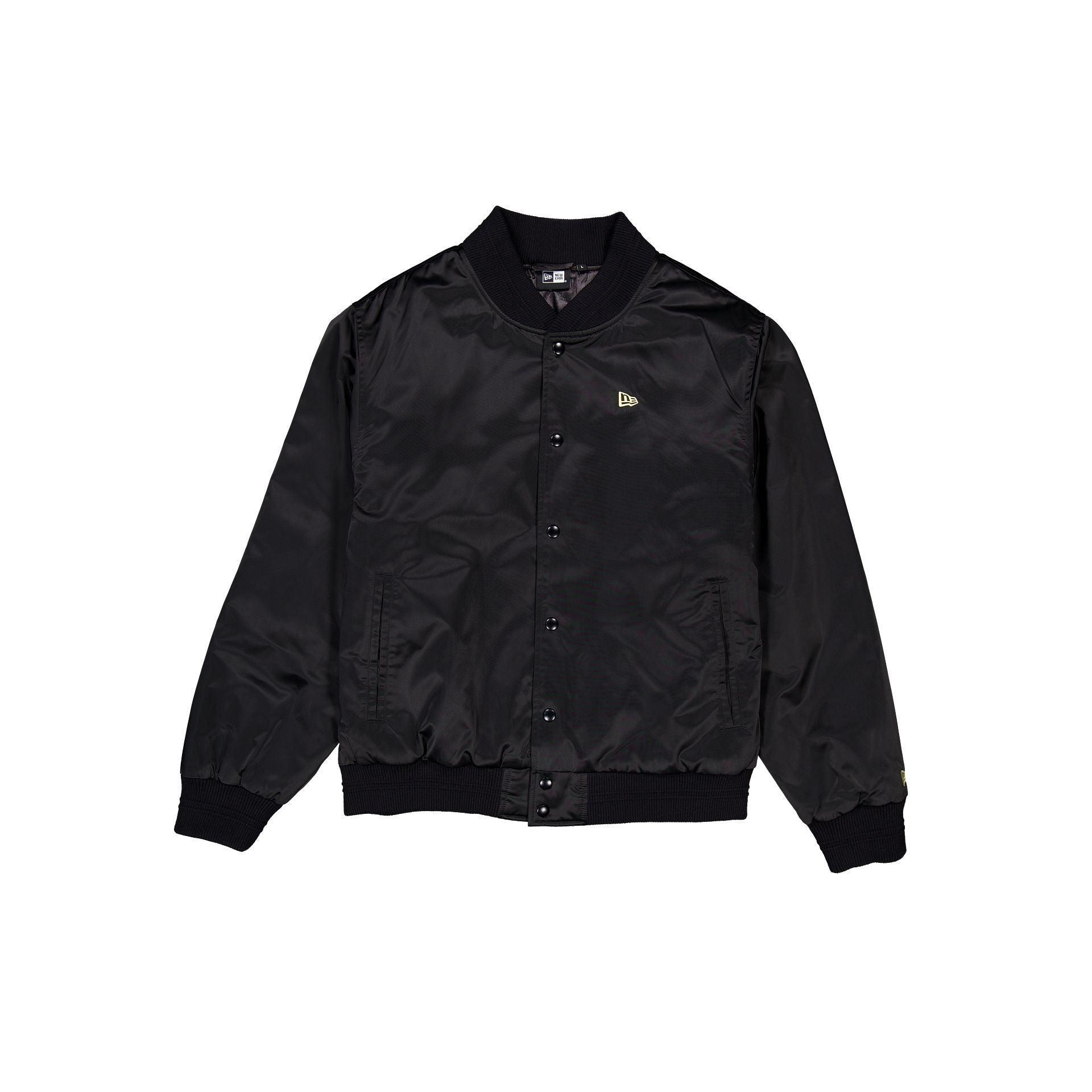 New Era Cap Essential Black Satin Bomber Jacket Male Product Image