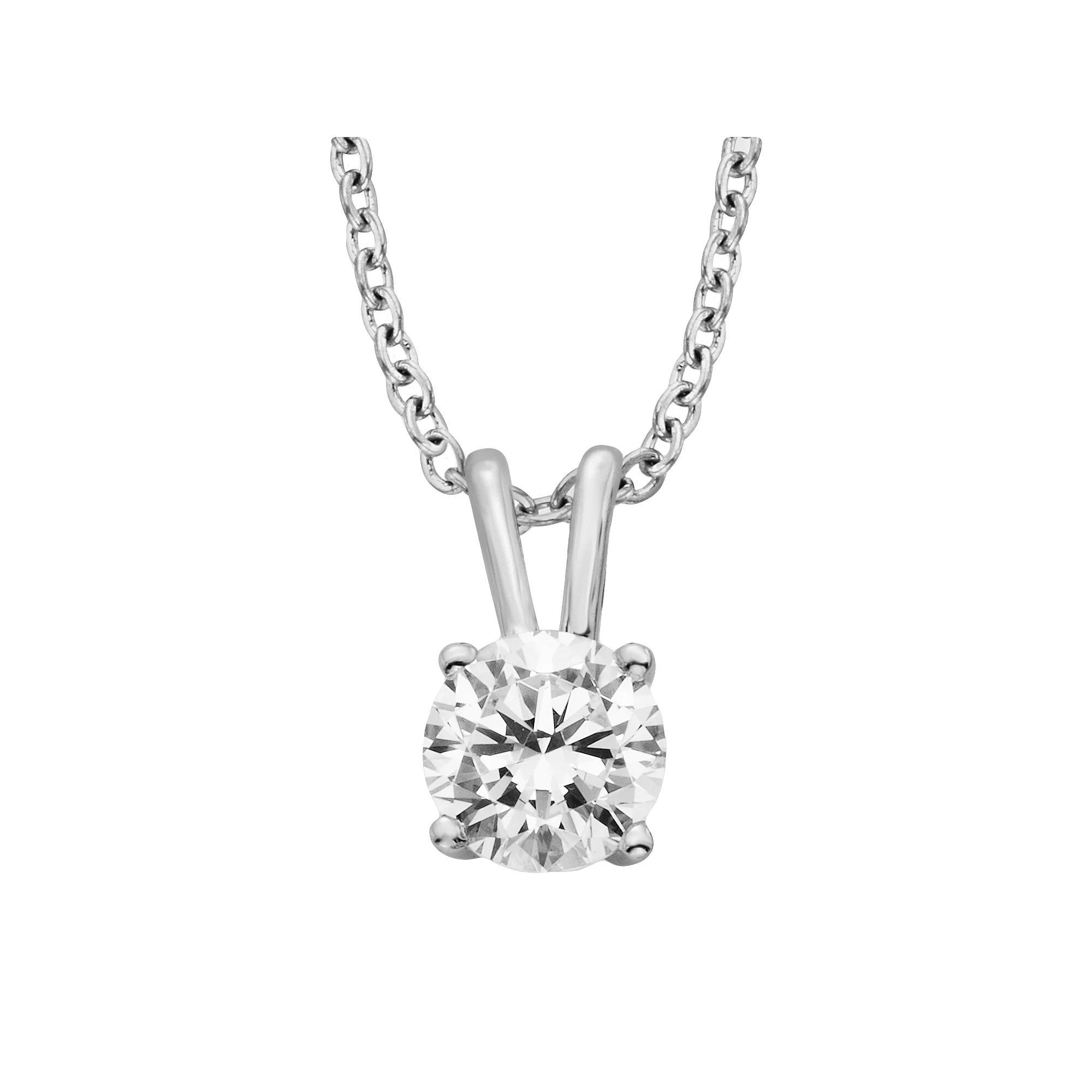 Diamonore Sterling Silver 1 1/2-ct. T.W. Simulated Diamond Solitaire Pendant, Women's, Size: 16, White Product Image