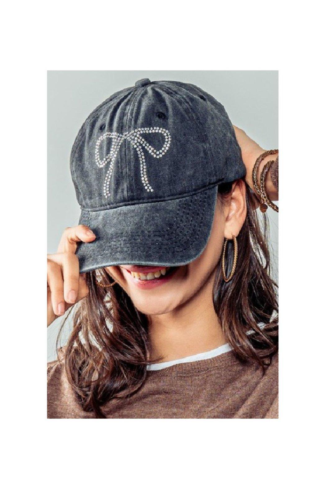 Rhinestone Bow Embellished Baseball Cap Product Image