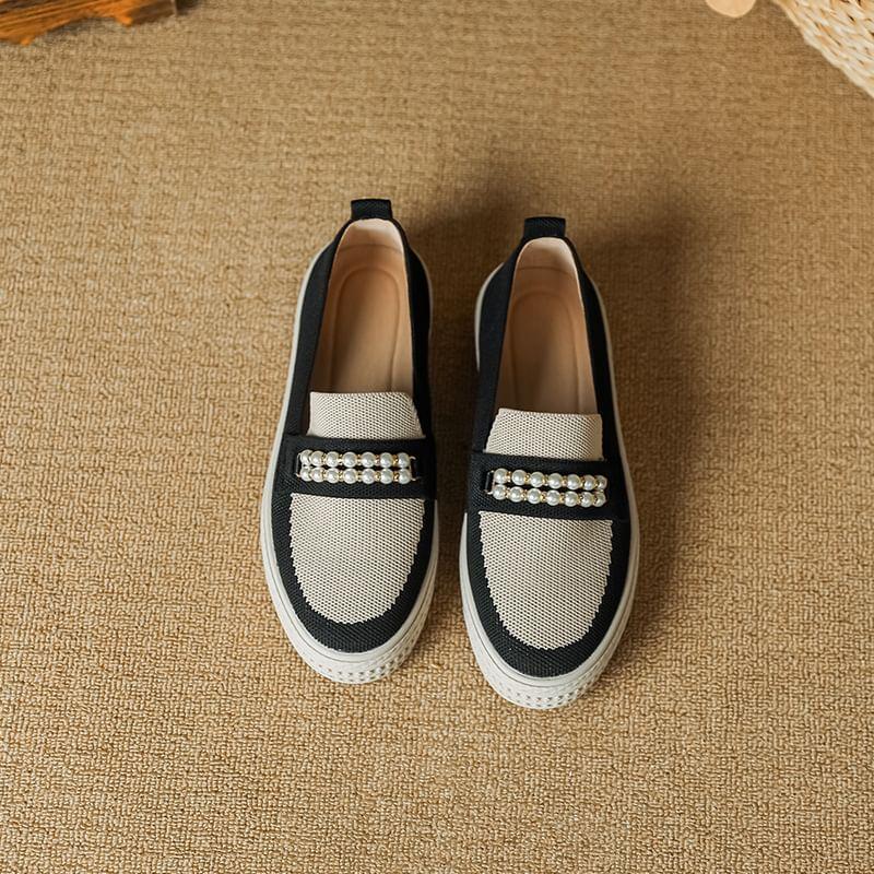 Faux Pearl Platform Slip-Ons Product Image
