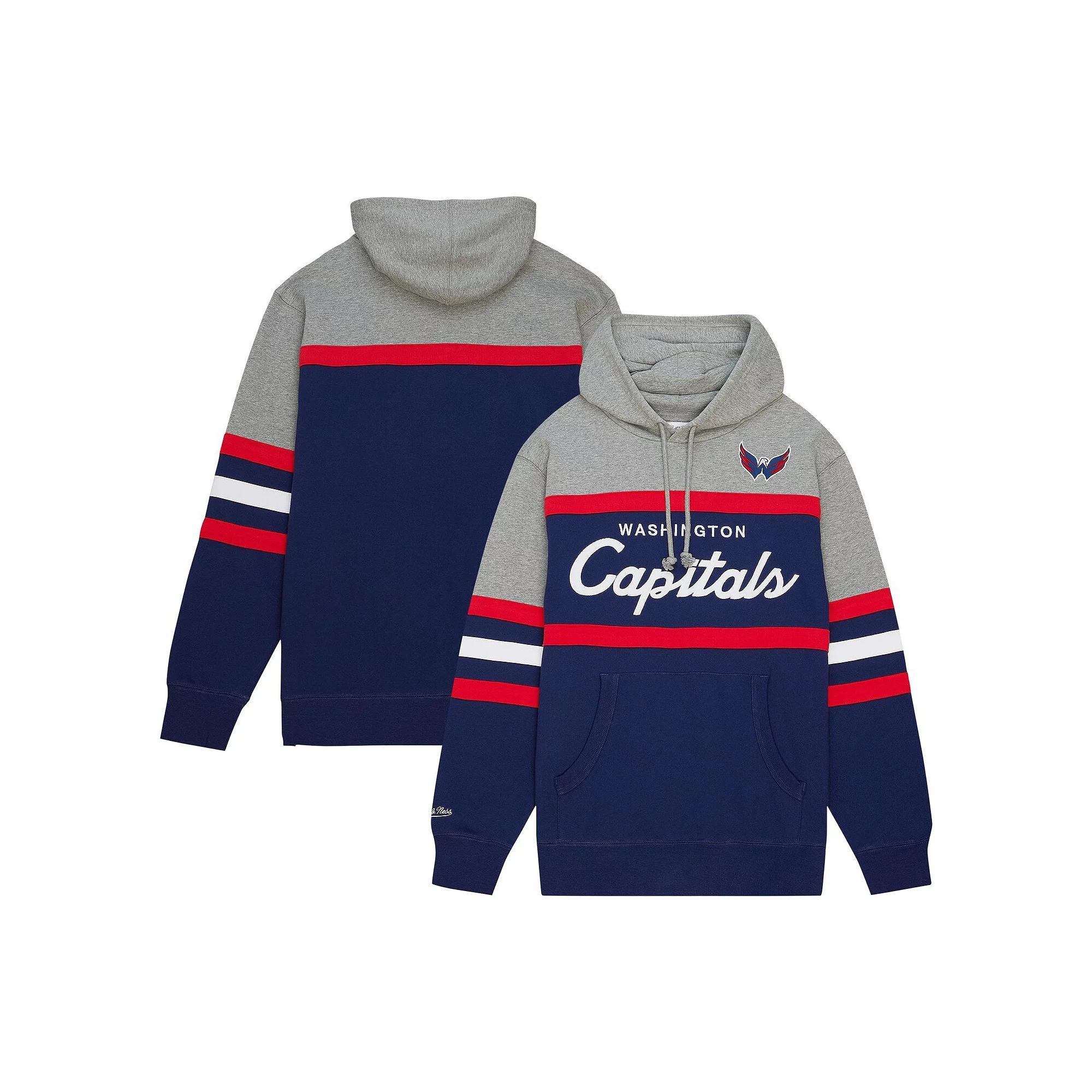 Men's Mitchell & Ness Navy/Gray Washington Capitals Head Coach Pullover Hoodie, Size: XL, Blue Product Image