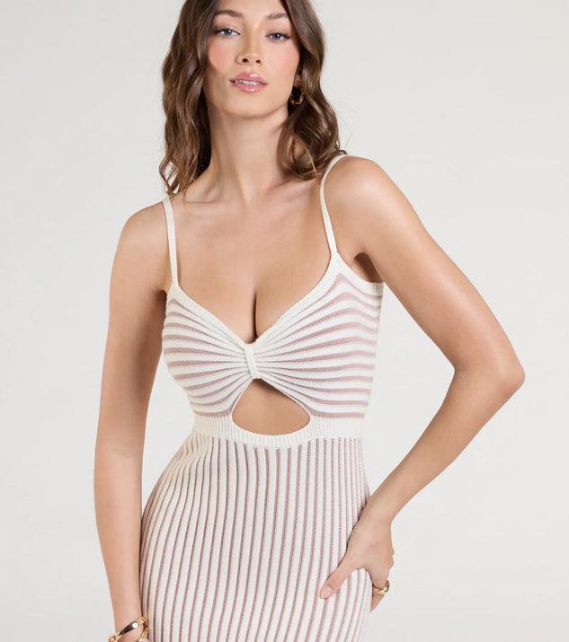 Easily Stunning Cutout Striped Midi Dress Product Image