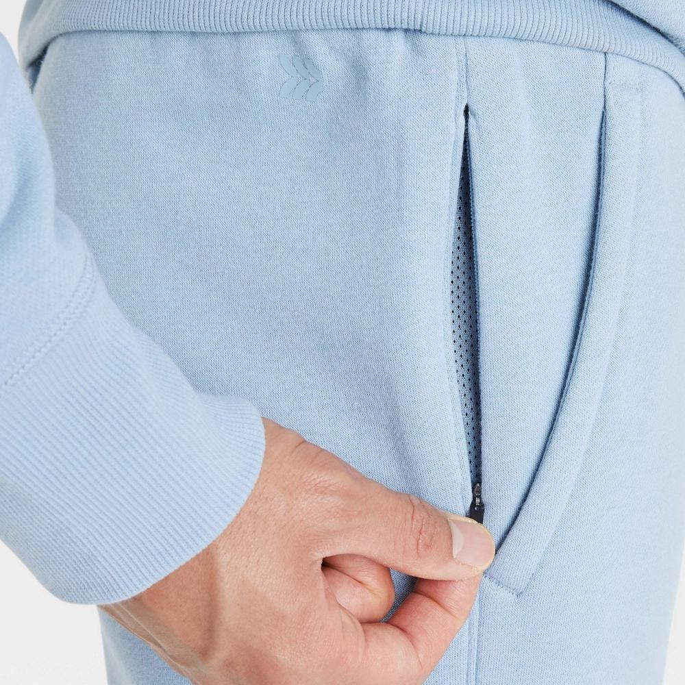 Men's Cotton Fleece Jogger Pants - All In Motion™ Light Blue M: Recycled Polyester, Drawstring Waistband Product Image