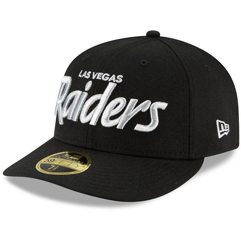Men's New Era Black Las Vegas Raiders Omaha Script Low Profile 59FIFTY Fitted Hat, Size: 8, Lvr Black Product Image