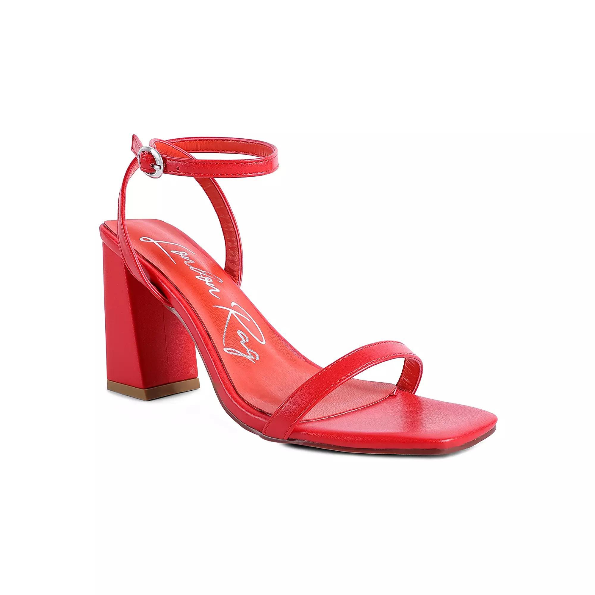 London Rag Block Heel Women's Ankle Strap Sandals, Size: 6, Red Product Image