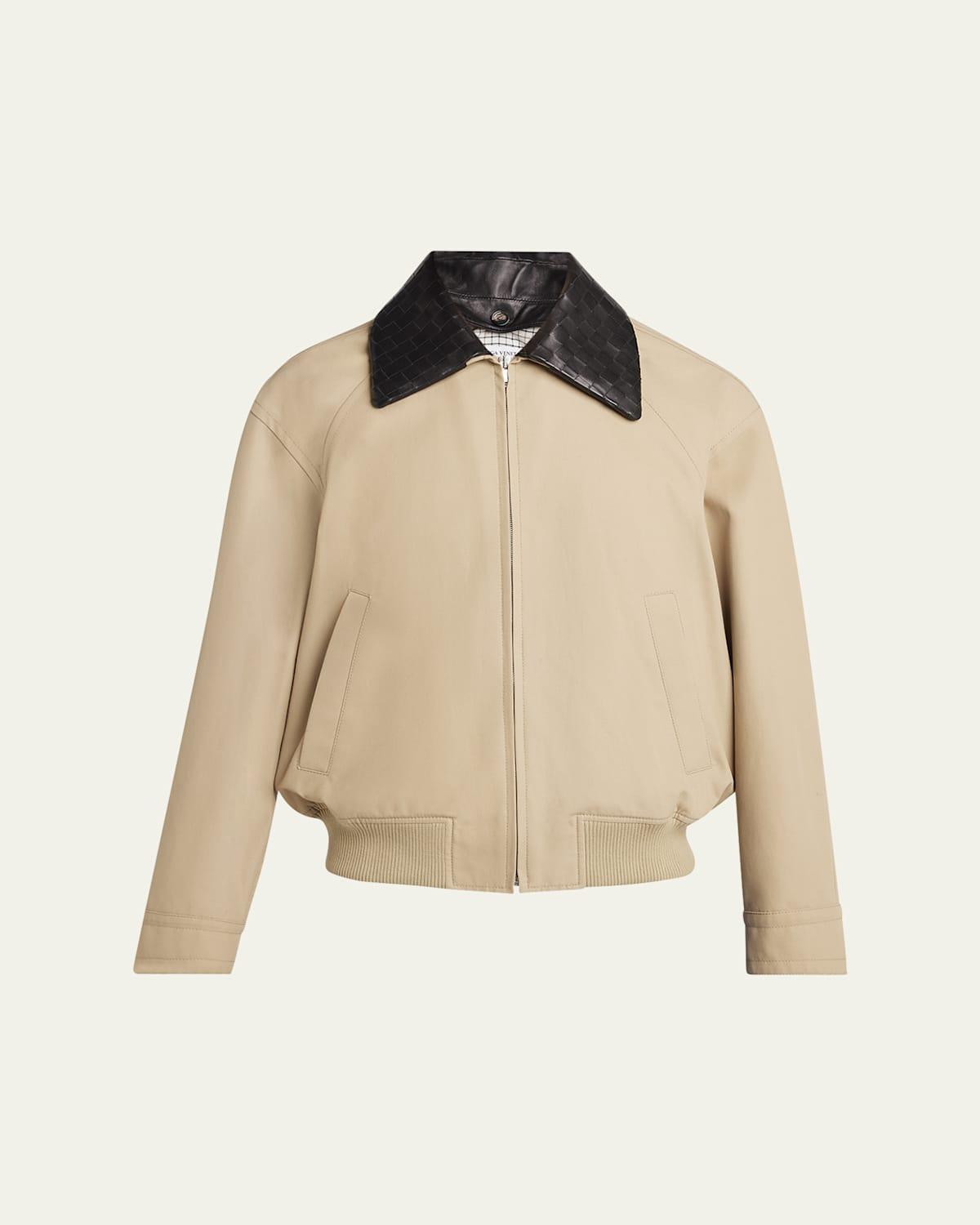 Mens Intrecciato-Collar Blouson Jacket in Fluid Twill Product Image