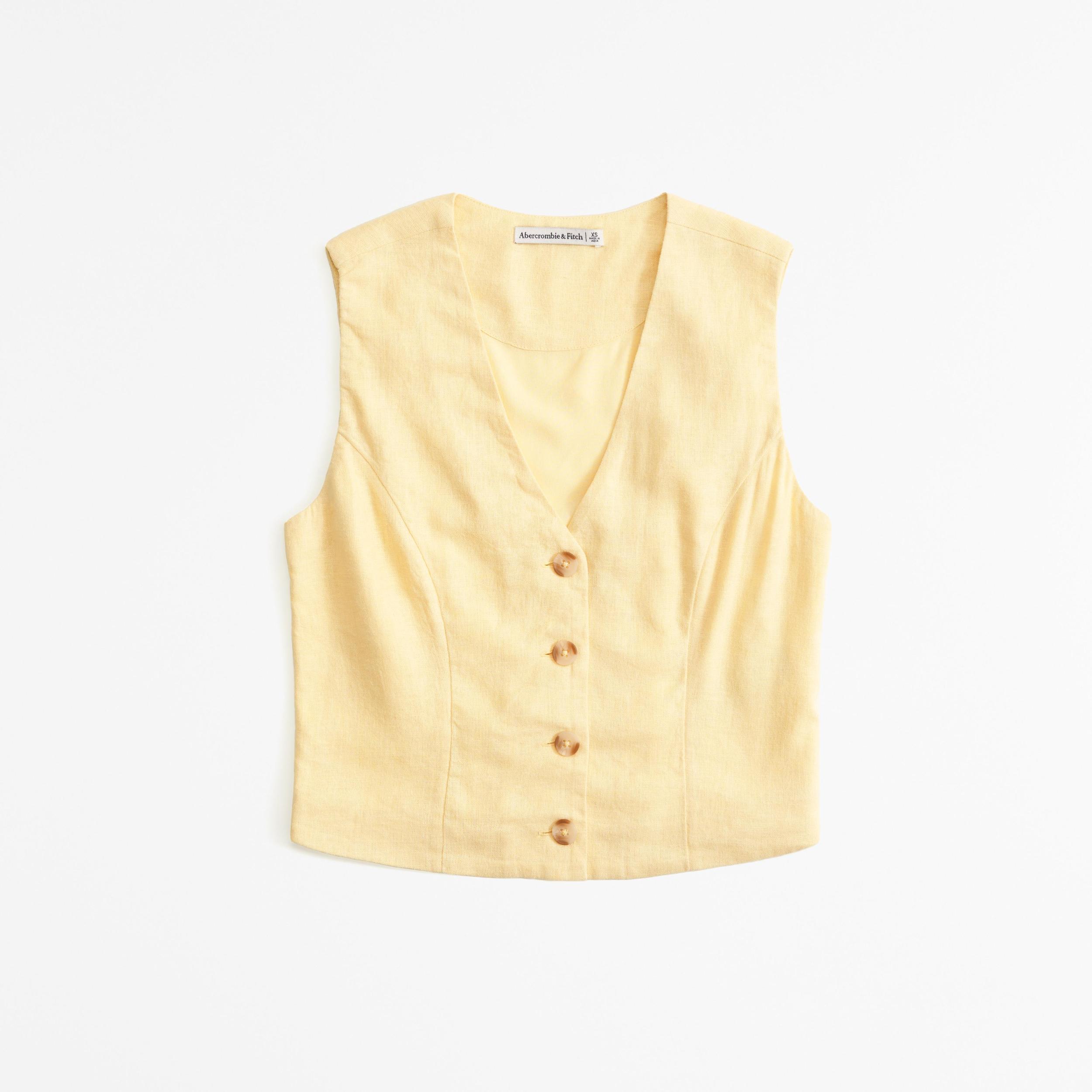 The A&F Mara Linen-Blend Vest Product Image