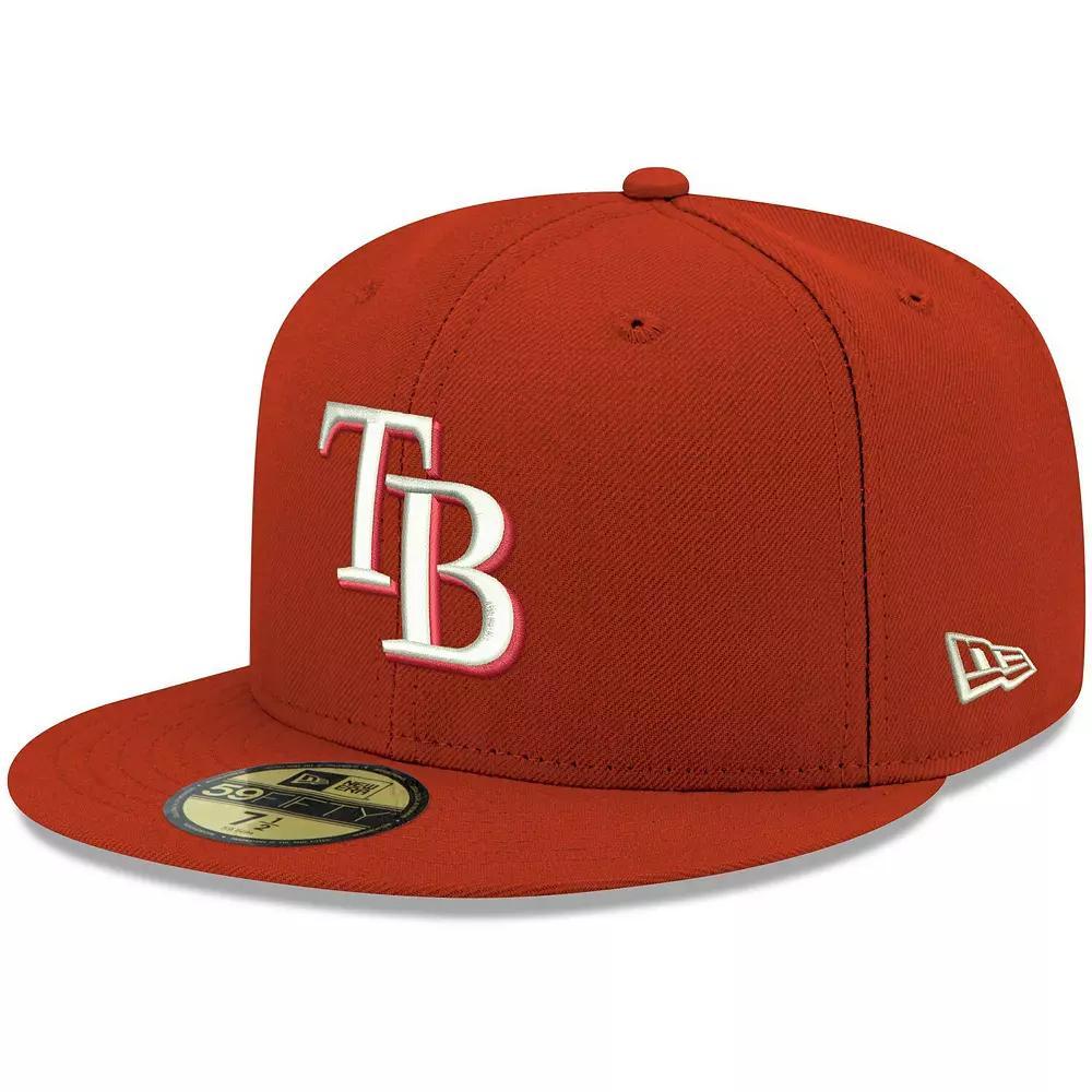 Men's New Era Red Tampa Bay Rays White Logo 59FIFTY Fitted Hat, Size: 7 3/4 Product Image