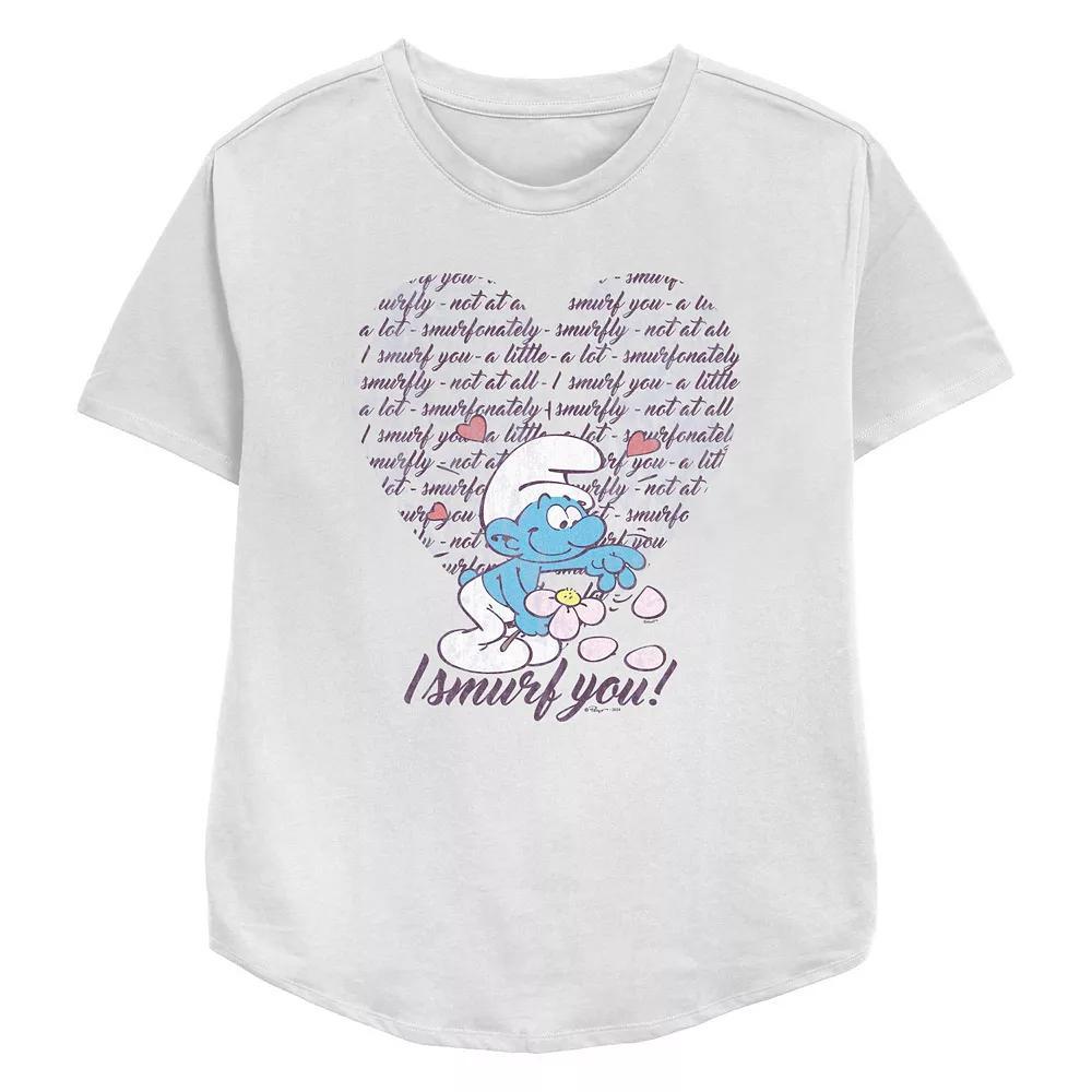Women's Smurfs I Smurf You Relaxed Fit Graphic Tee, Size: Large, White Product Image