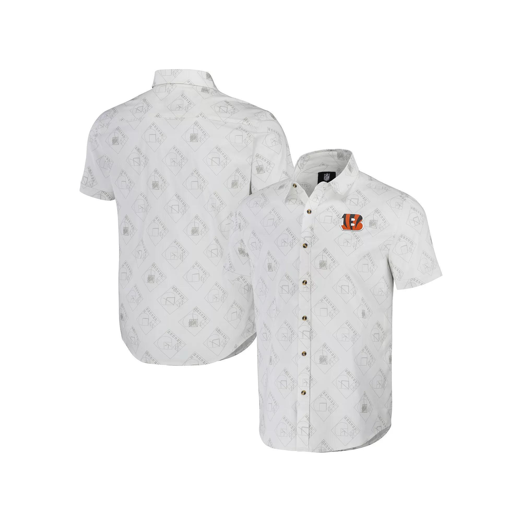 Men's NFL x Darius Rucker Collection by Fanatics White Cincinnati Bengals Woven Short Sleeve Button Up Shirt, Size: Large Product Image