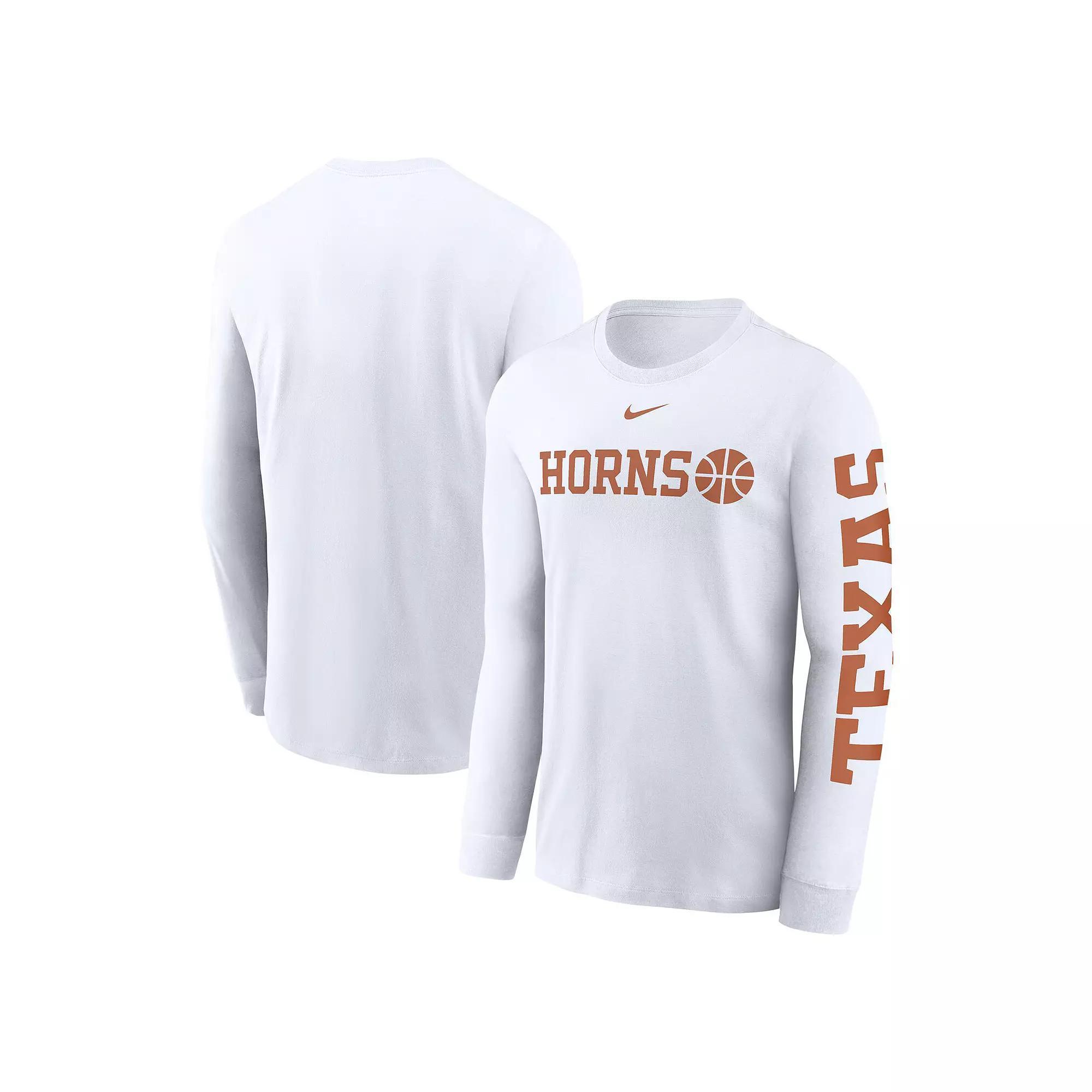 Men's Nike  White Texas Longhorns Basketball Icon Two-Hit Long Sleeve T-Shirt, Size: 2XL Product Image