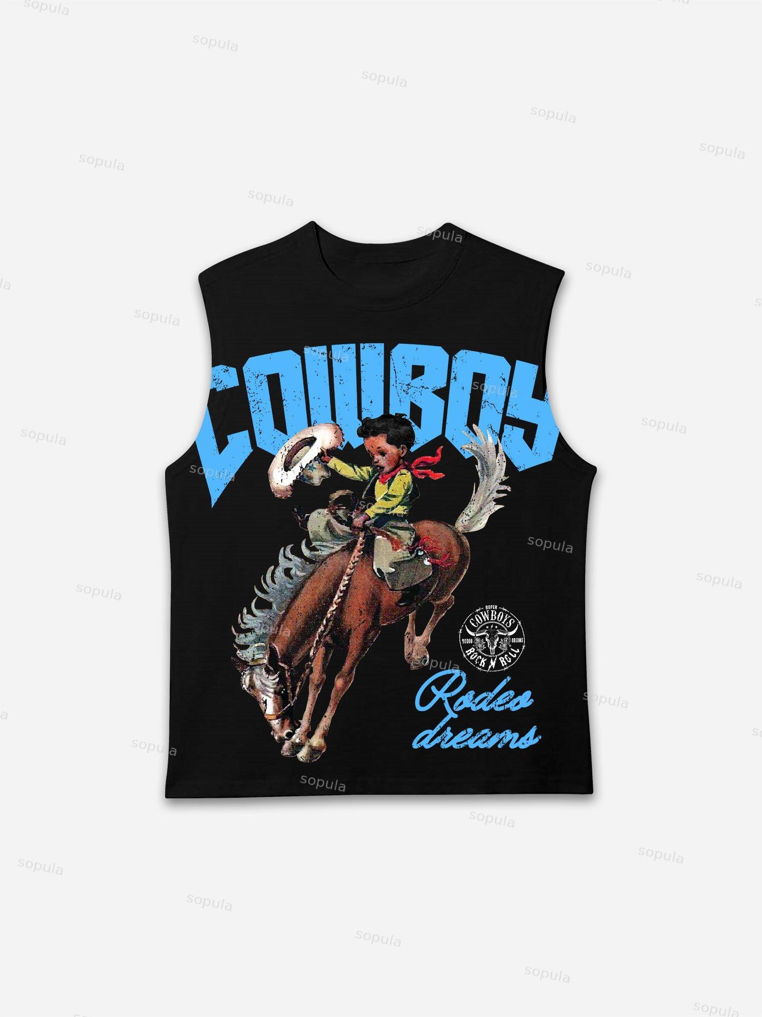 Cowboy Rodeo Dreams Print Tank Top Product Image