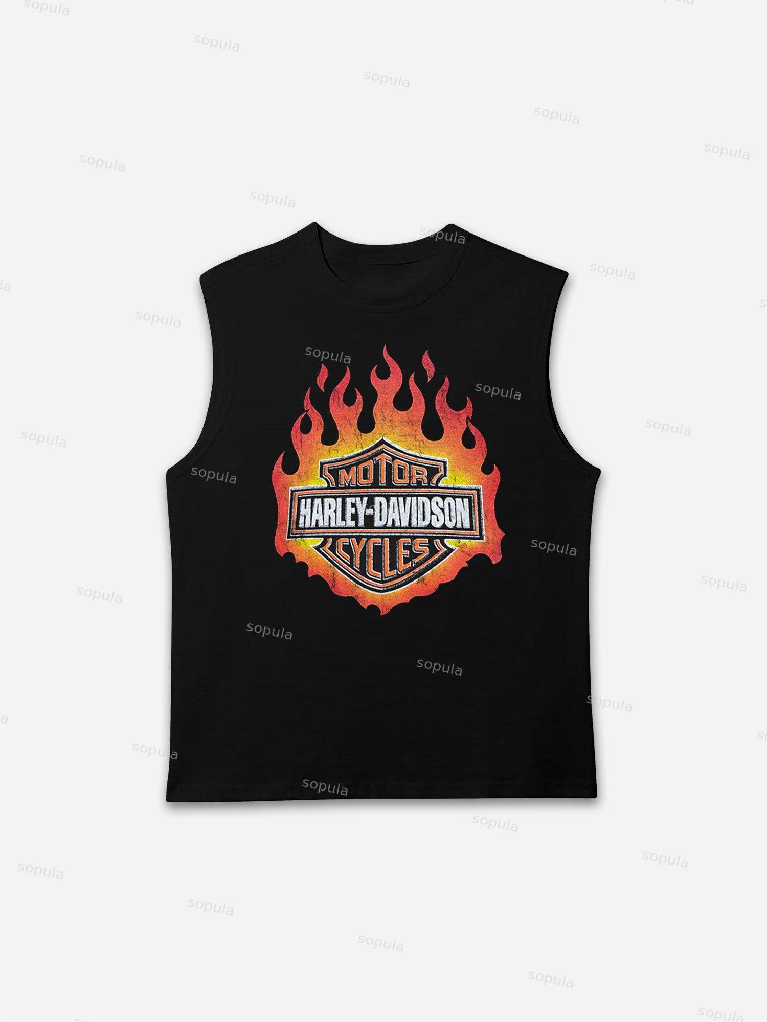 Sopula Vintage Flames Harley Davidson 90s Graphic Tank Top Product Image