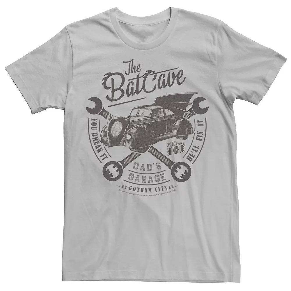 Mens DC Comics The Bat Cave Circle Text Poster Tee, Men's, Size: Large, Silver Product Image