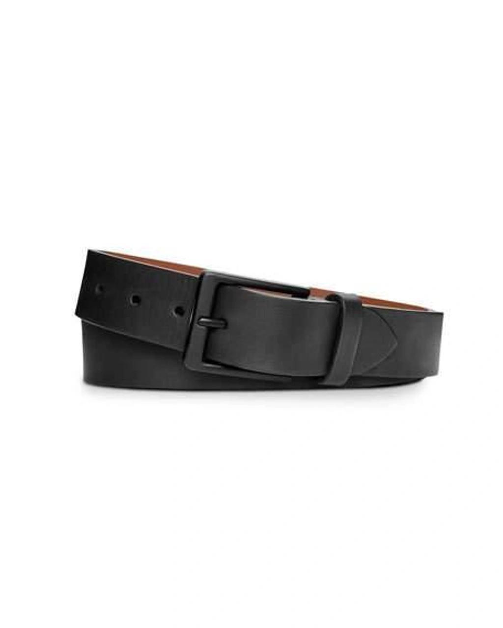 SHINOLA Men's Lightning Bolt Keeper Leather Belt, Black Product Image