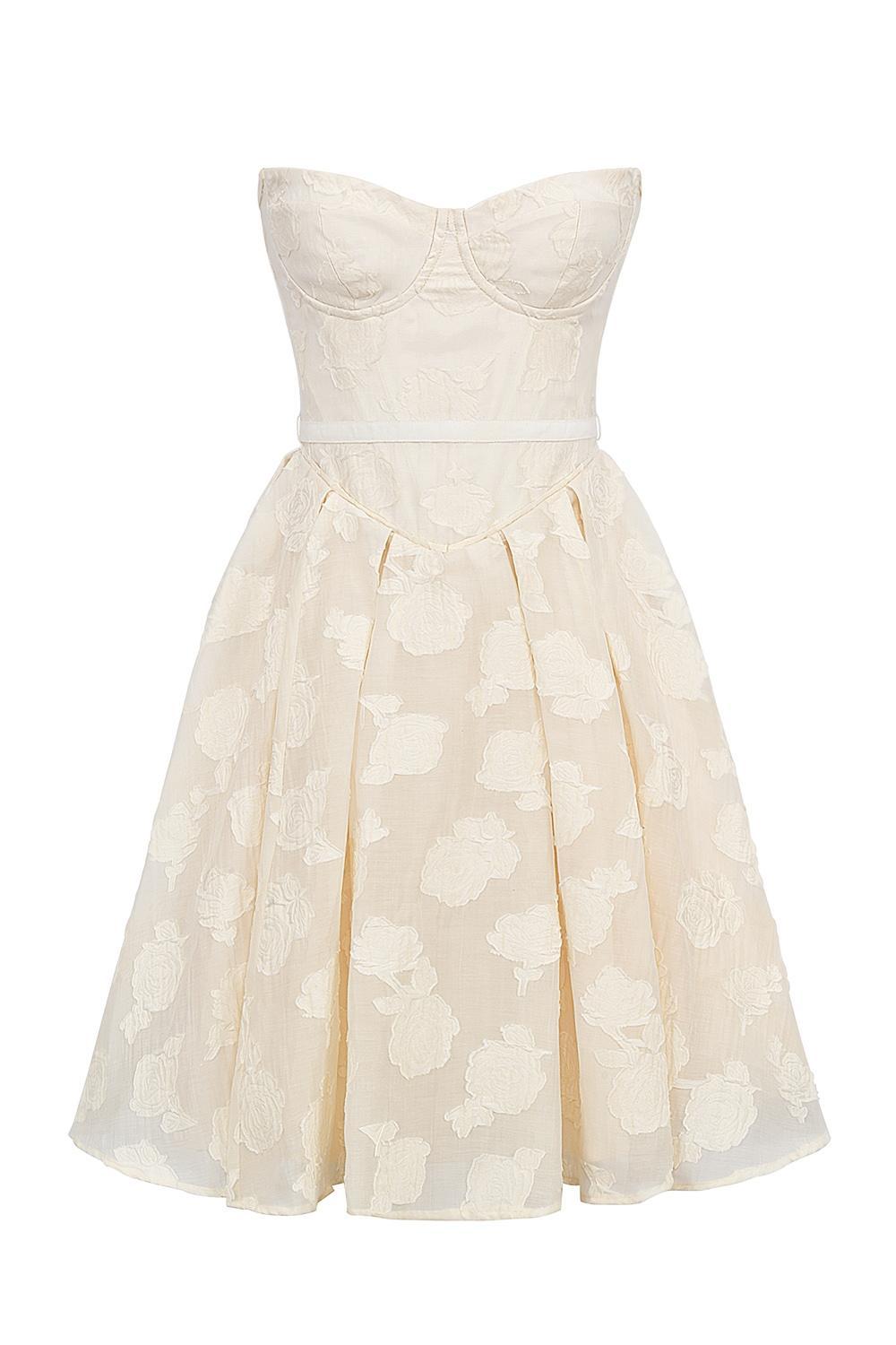 Saige Vintage Cream Floral Strapless Mini Dress Product Image