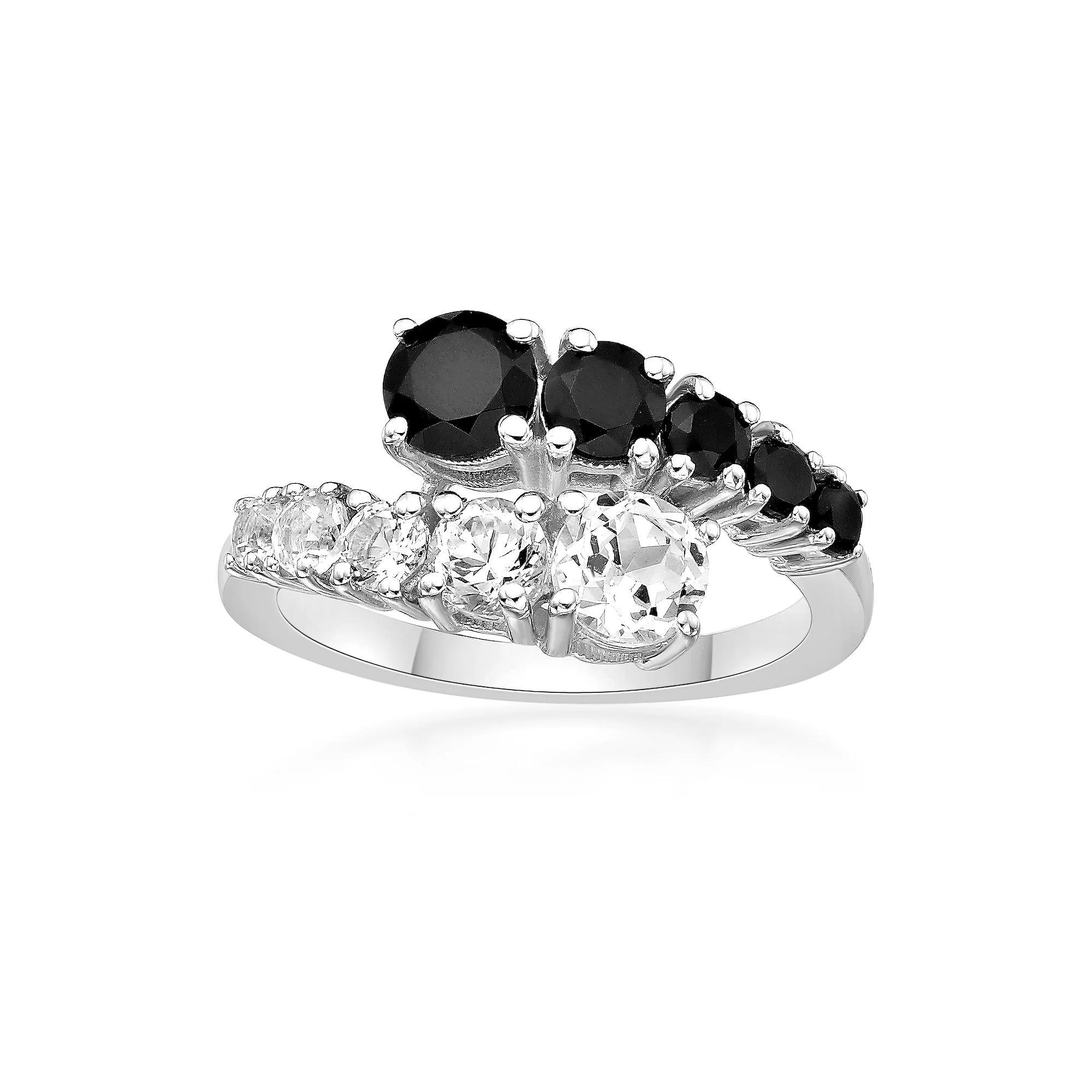 Gemminded Sterling Silver Black Onyx & Lab-Created White Sapphire Ring, Women's, Size: 9 Product Image