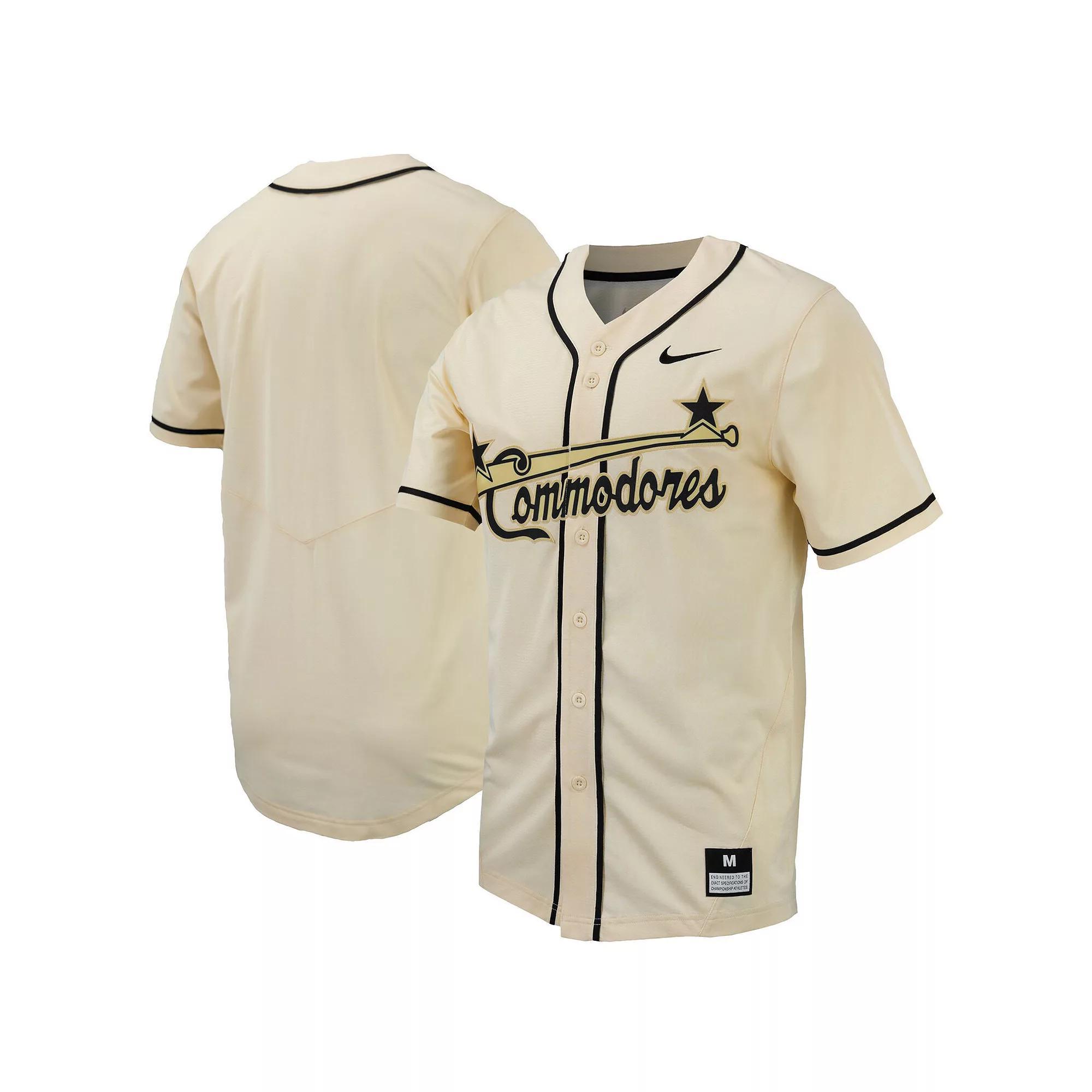 Men's Nike Natural Vanderbilt Commodores Replica Full-Button Baseball Jersey, Size: Medium, Beige Product Image