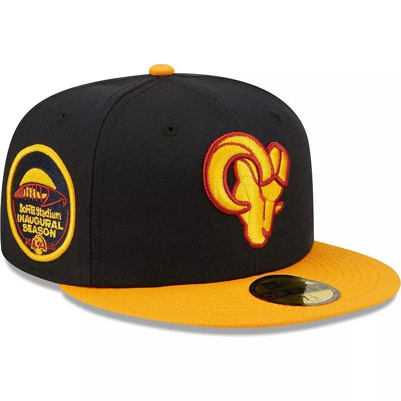 Men's New Era Navy/Gold Los Angeles Rams SoFi Stadium Inaugural Season 59FIFTY Fitted Hat, Size: 8, Blue Product Image