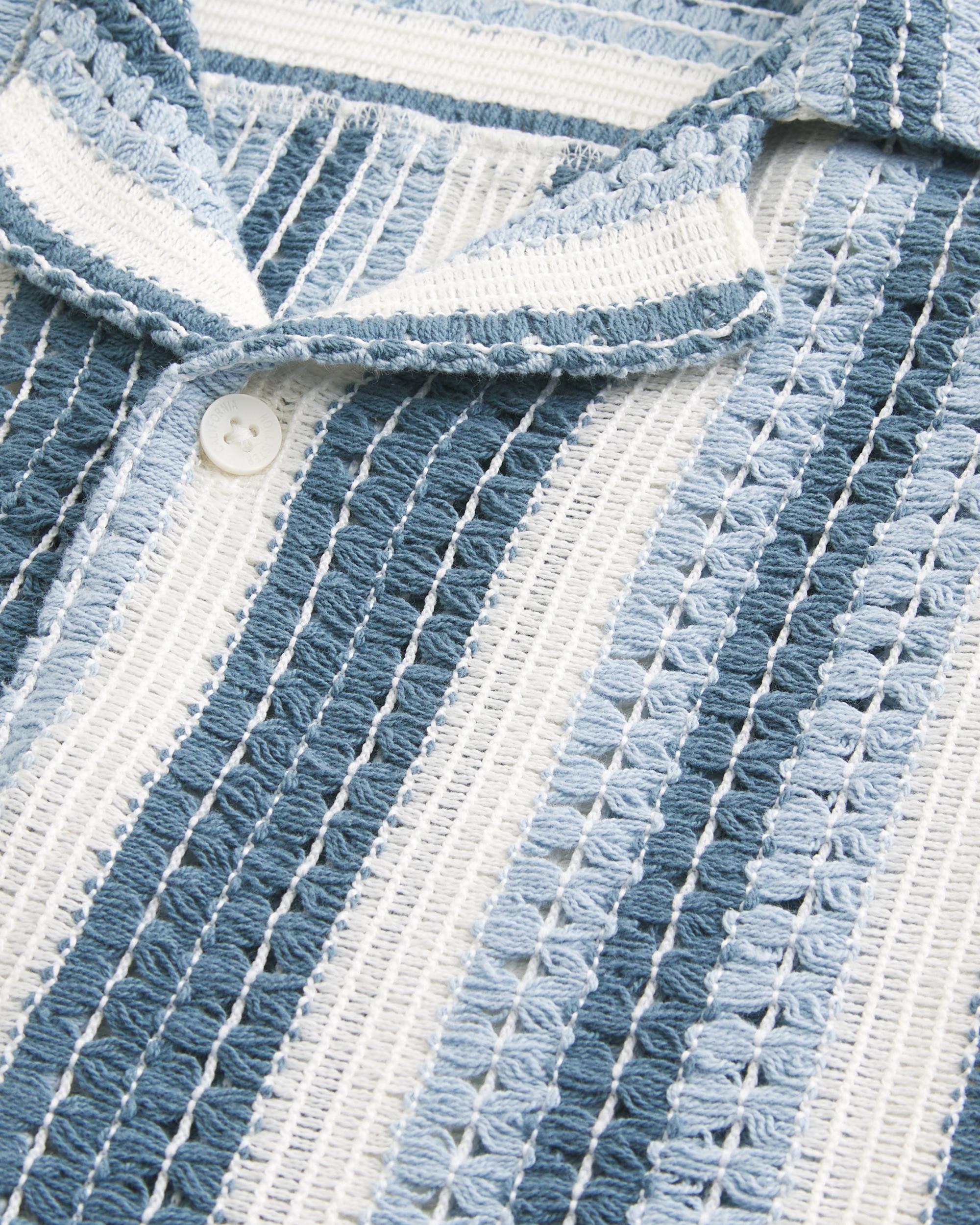 Boxy Short-Sleeve Crochet-Style Shirt Product Image