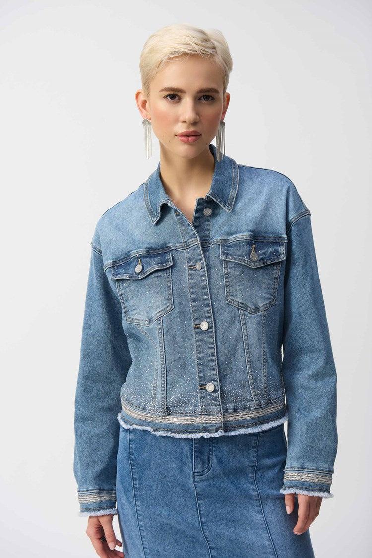 Stretch Denim Jacket with Embroidery Product Image