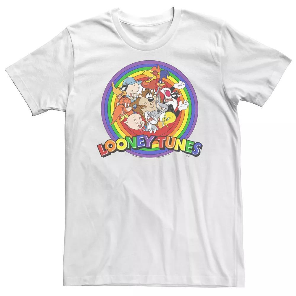 Big & Tall Looney Tunes Pride Group Shot Rainbow Logo Tee, Men's, Size: XL Tall, White Product Image