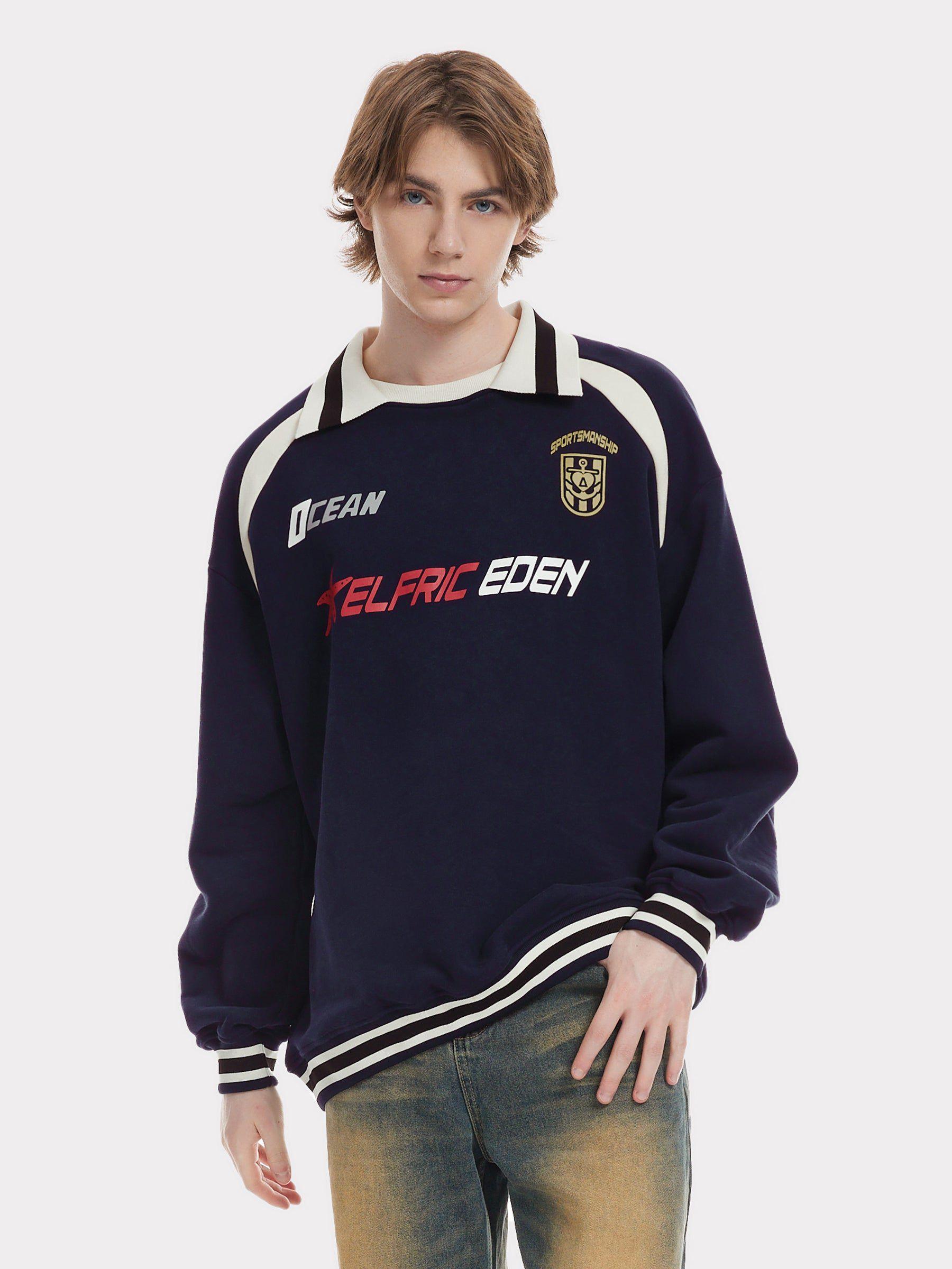 Aelfric Eden Striped Fake Two-Piece Neck Sweatshirt Product Image