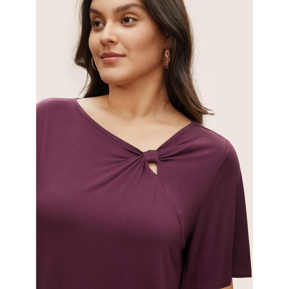 Plus Size Supersoft Essentials Twist Front Asymmetrical Neck T-shirt Teal Women Elegant Non Plain Asymmetrical Neck Everyday T-shirts BloomChic 30/6X Product Image